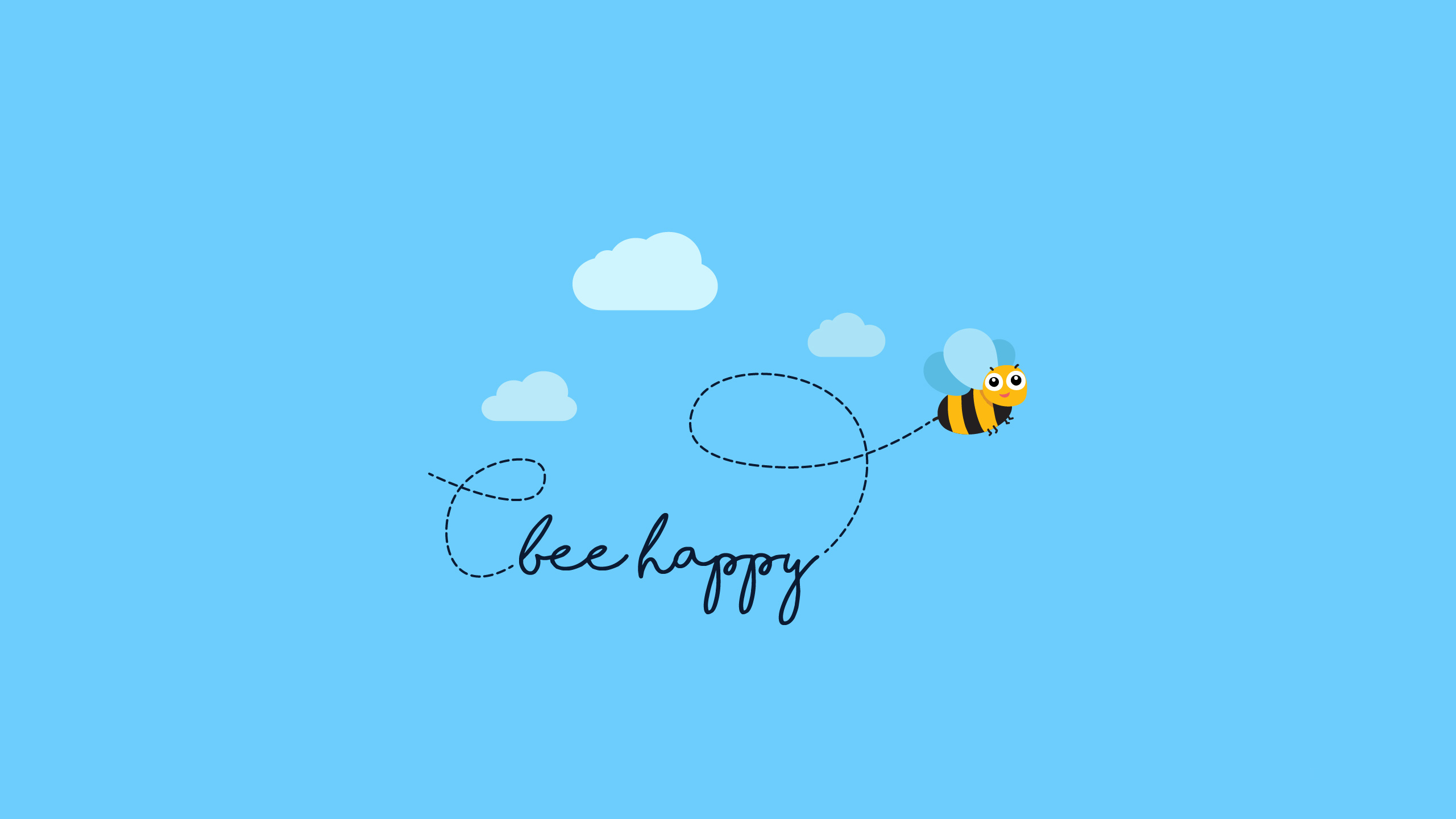 Bee happy illustration with clouds HD Wallpaper