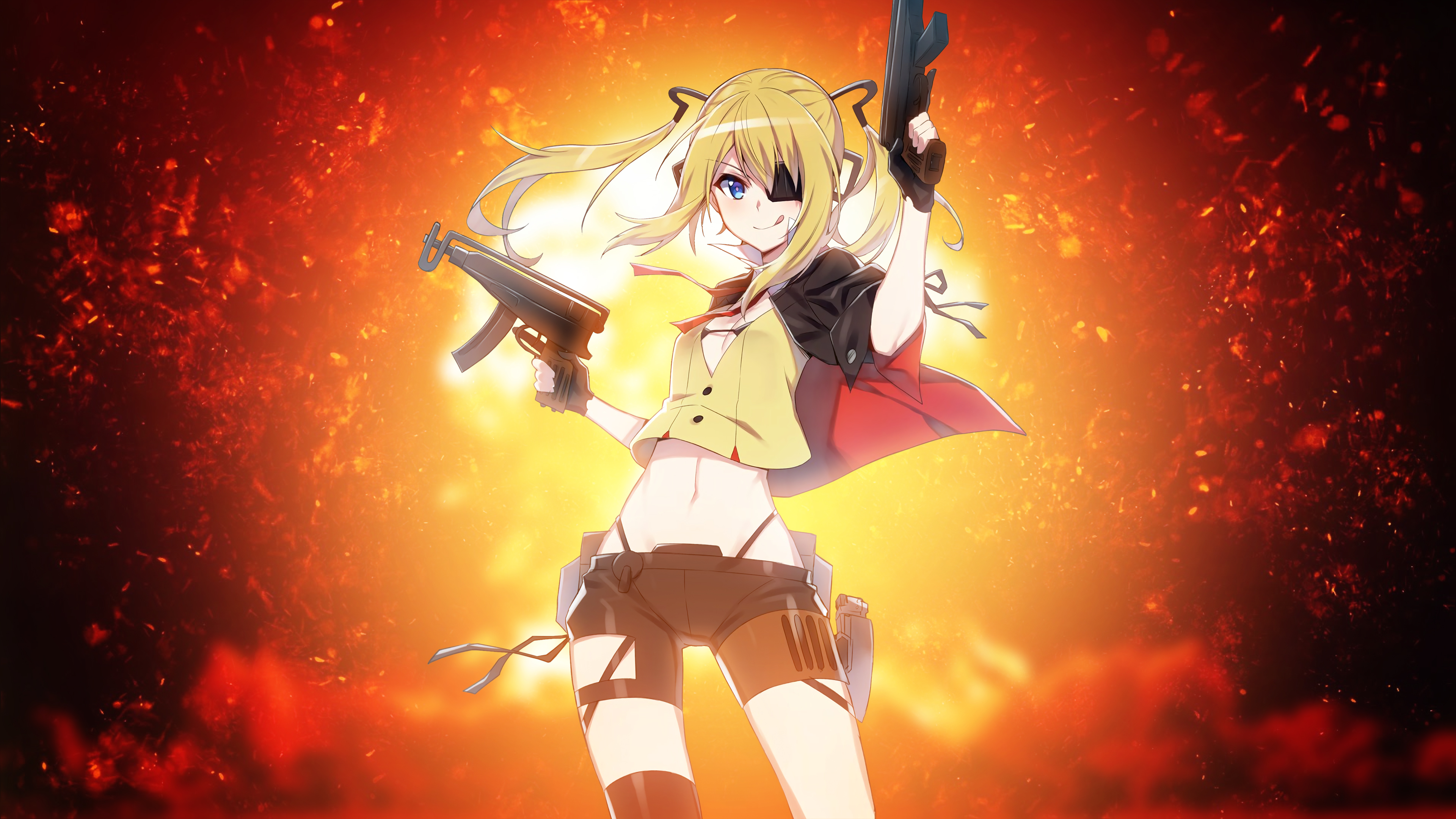 Anime girl with guns from Girls Frontline 4K HD Wallpaper