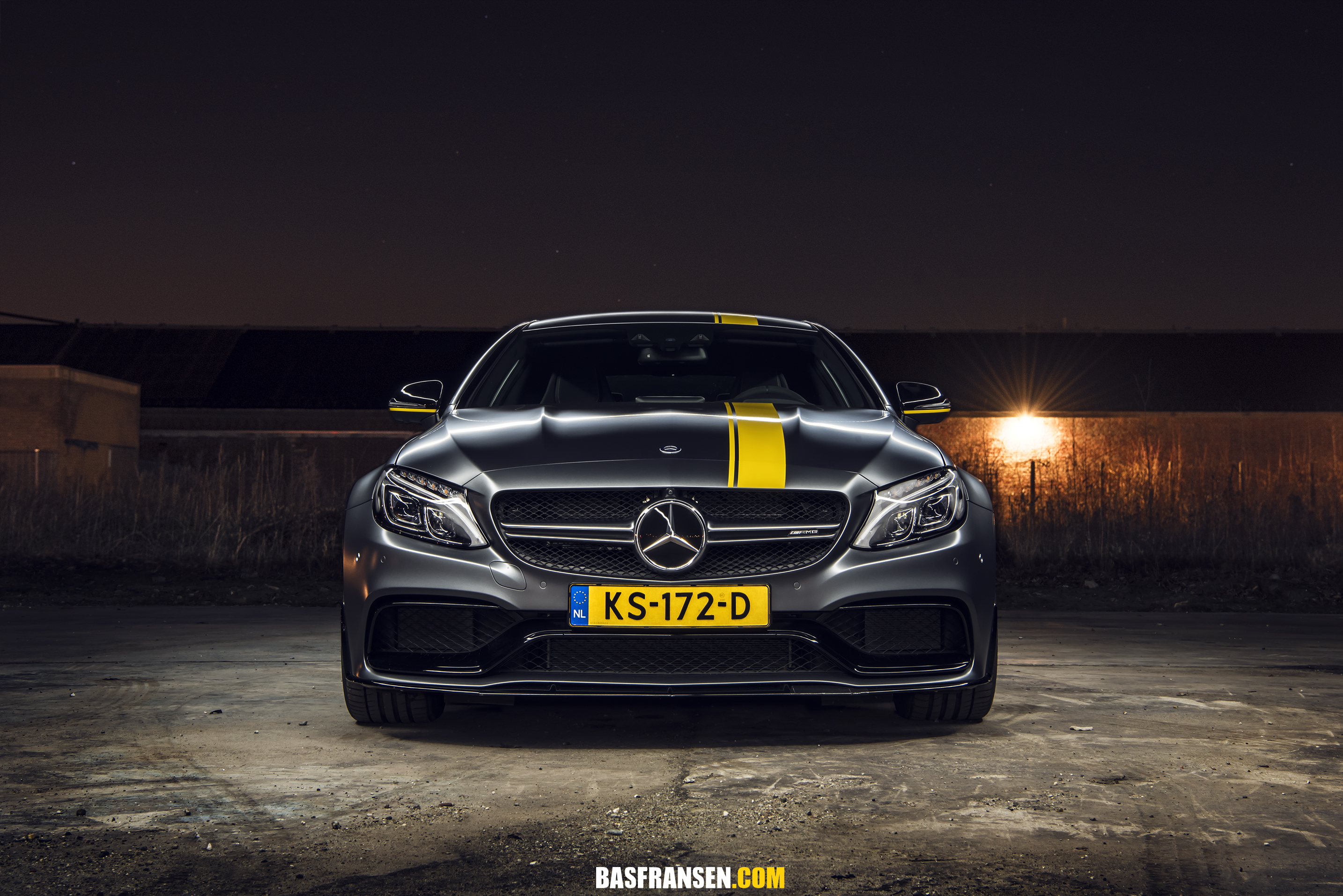 Mercedes-AMG C63 S Coupe Edition with yellow stripes HD Wallpaper