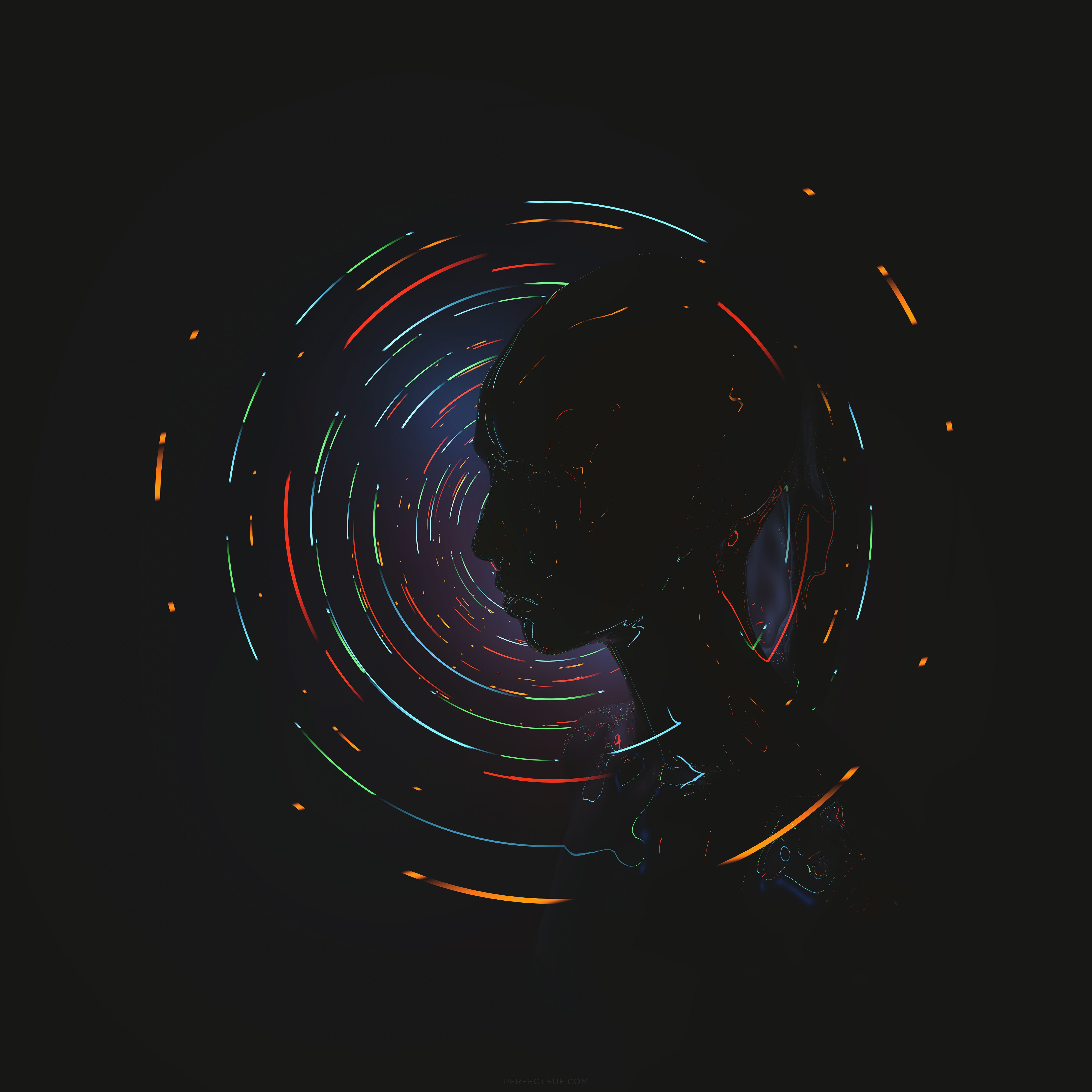 Silhouette of a woman with colorful spirals HD Wallpaper