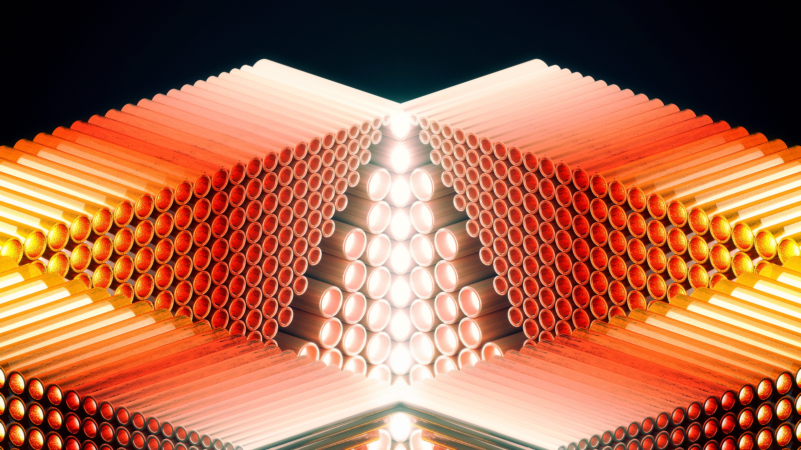 Abstract pattern of metallic tubes HD Wallpaper