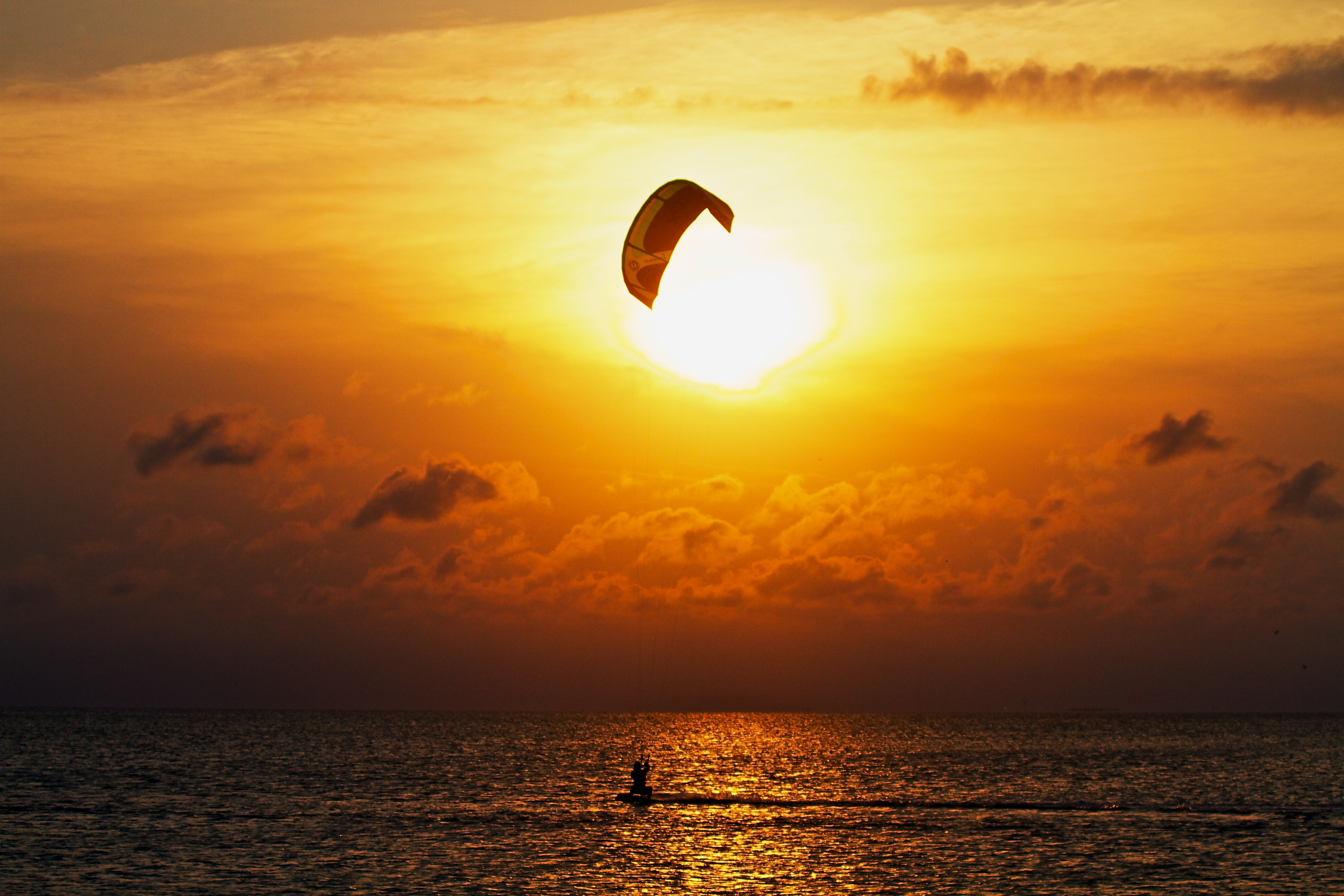 Kitesurfer at Sunset HD Wallpaper