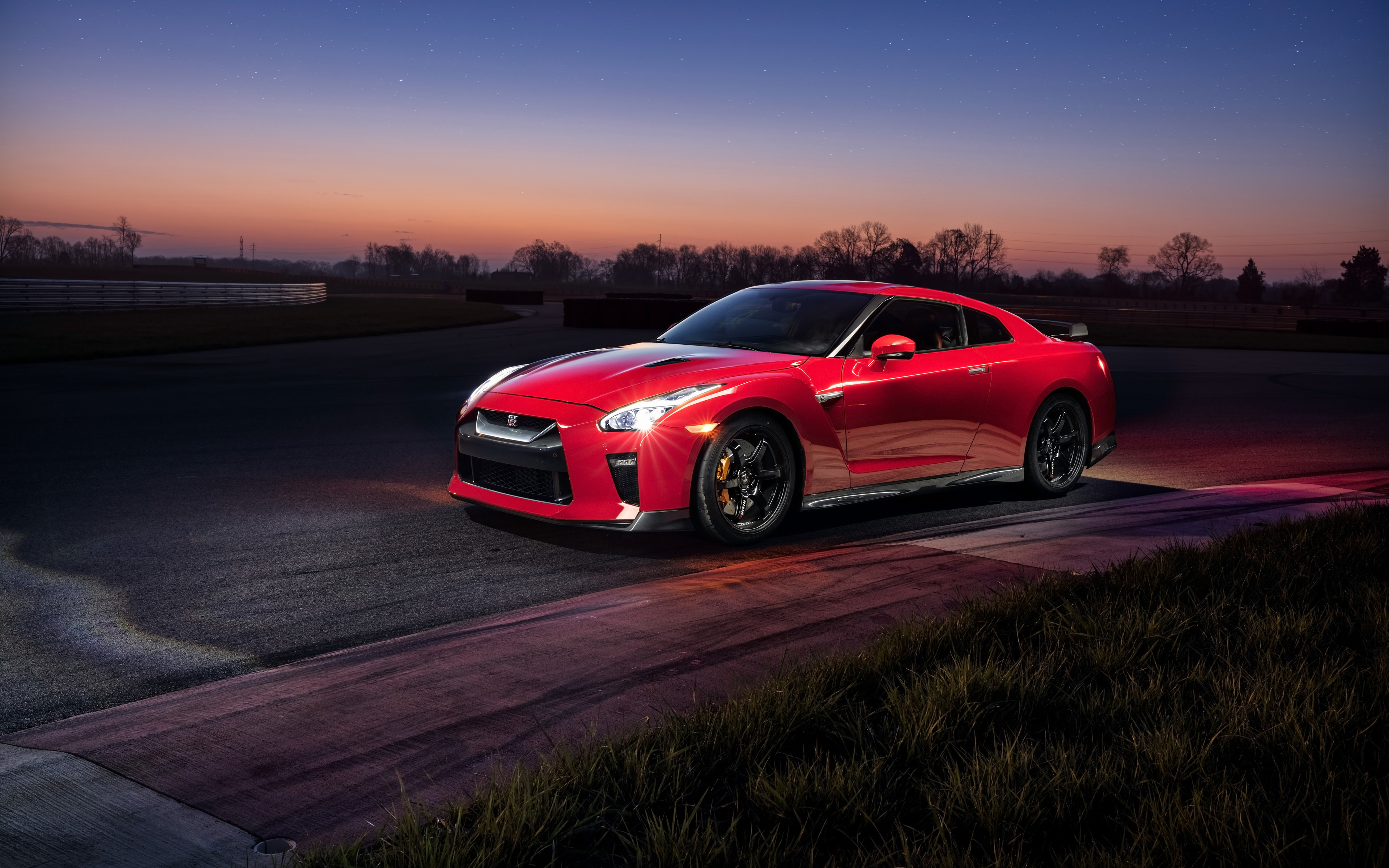 4K Nissan GT-R Track Edition on Racetrack at Dusk HD Wallpaper