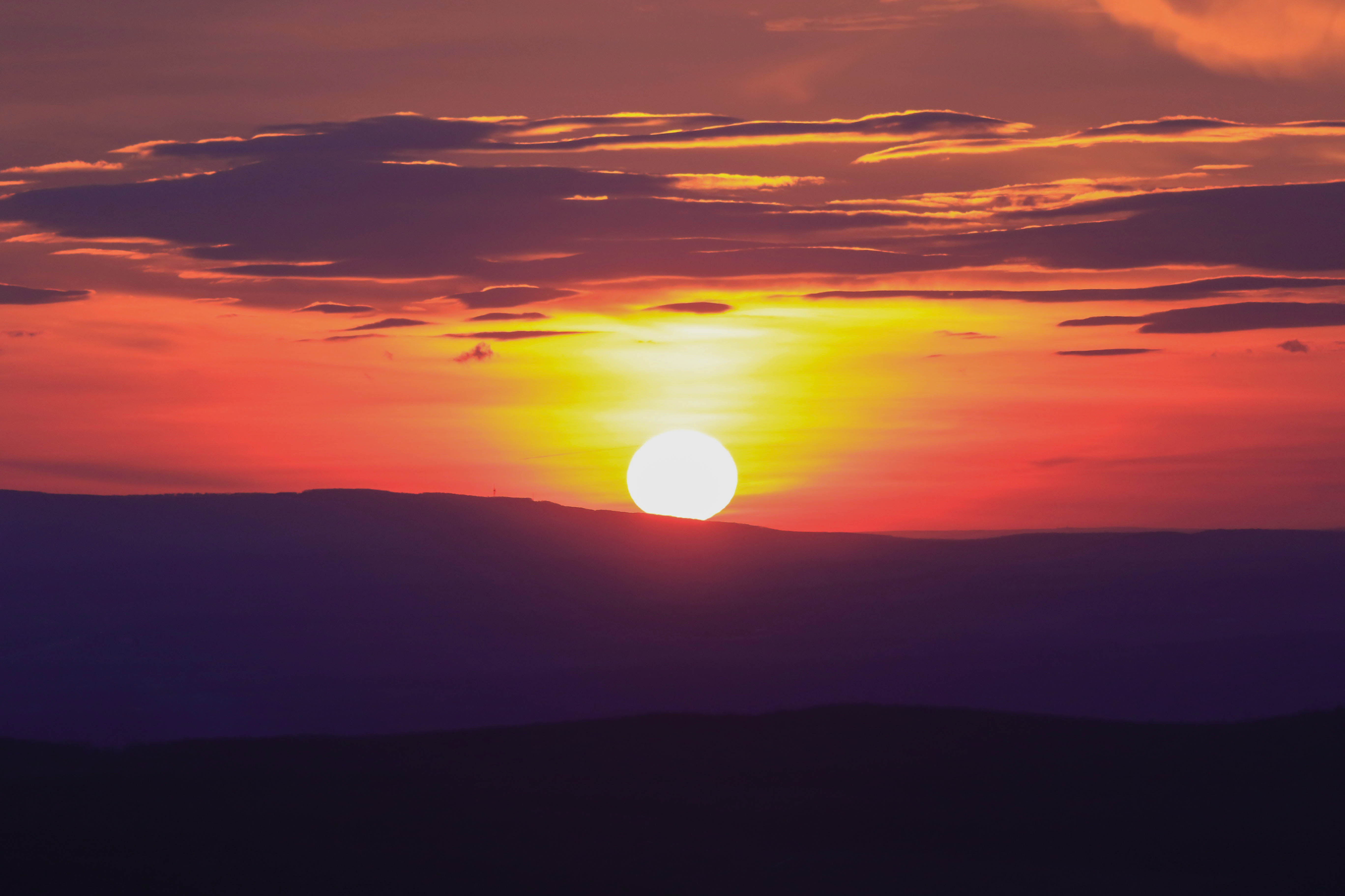 Sunset over mountains HD Wallpaper