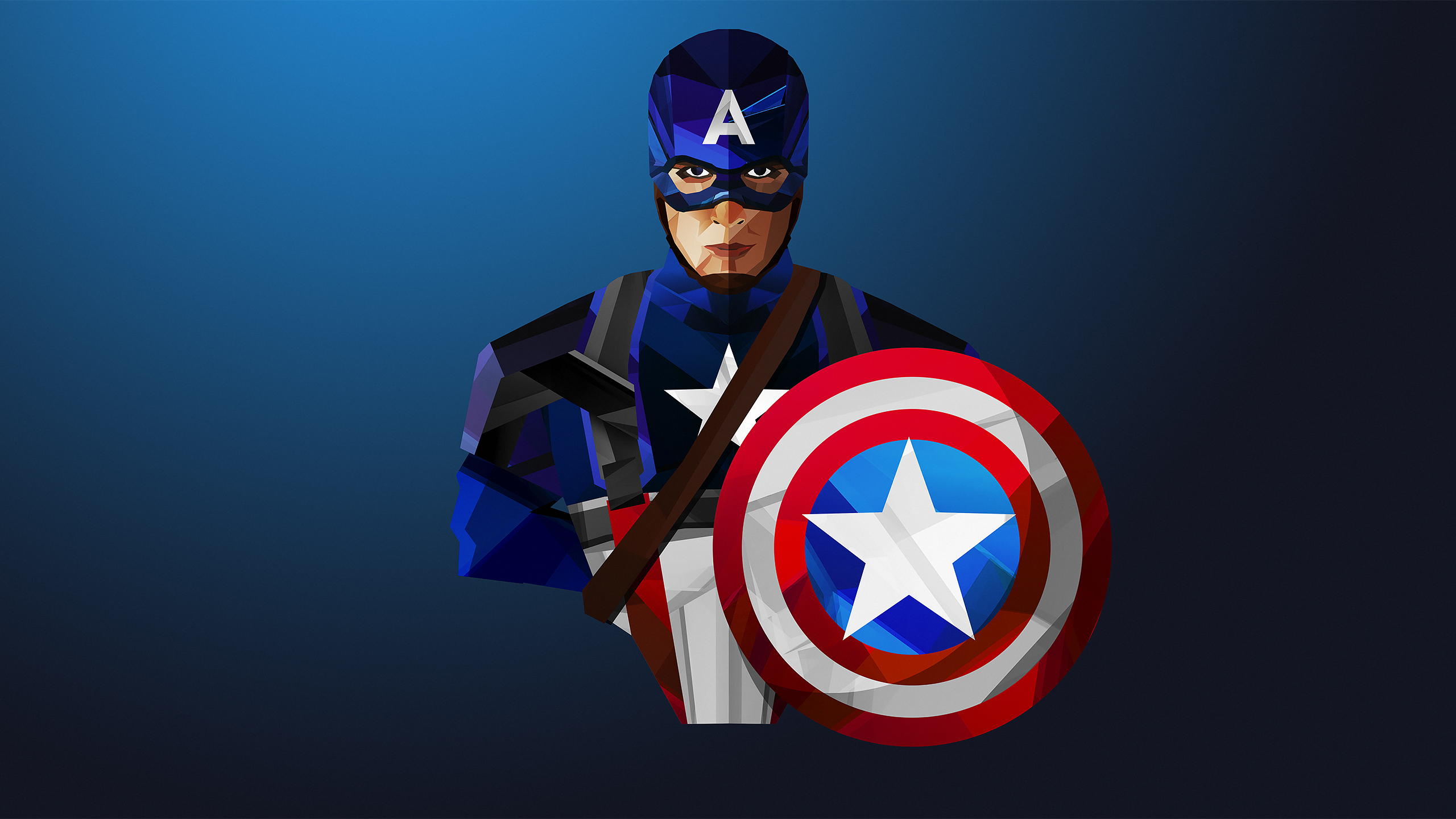 Captain America with Shield Low Poly Artwork HD Wallpaper