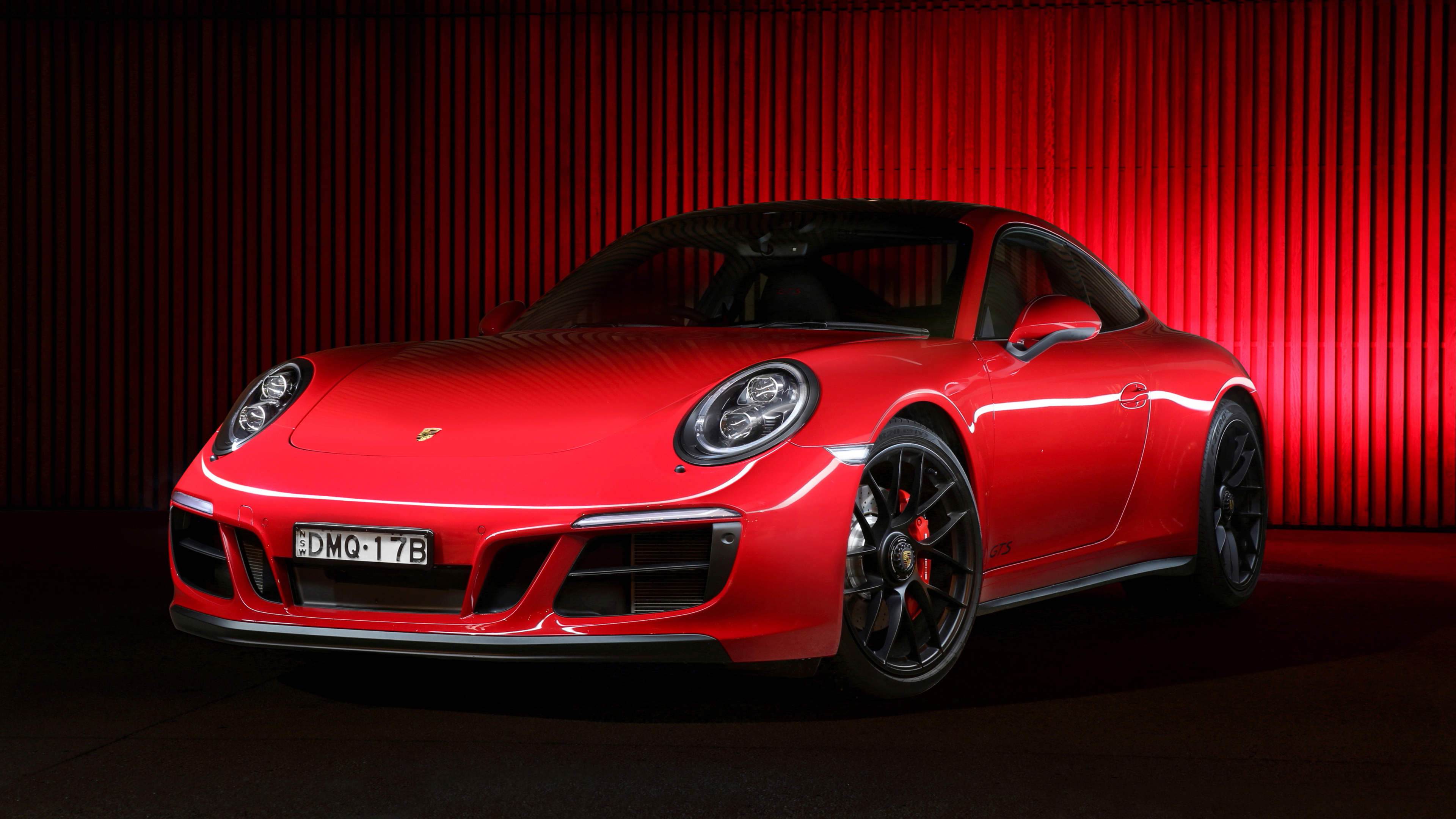 Red Porsche 911 Carrera 4 GTS Coupe 2017 4K HD Wallpaper