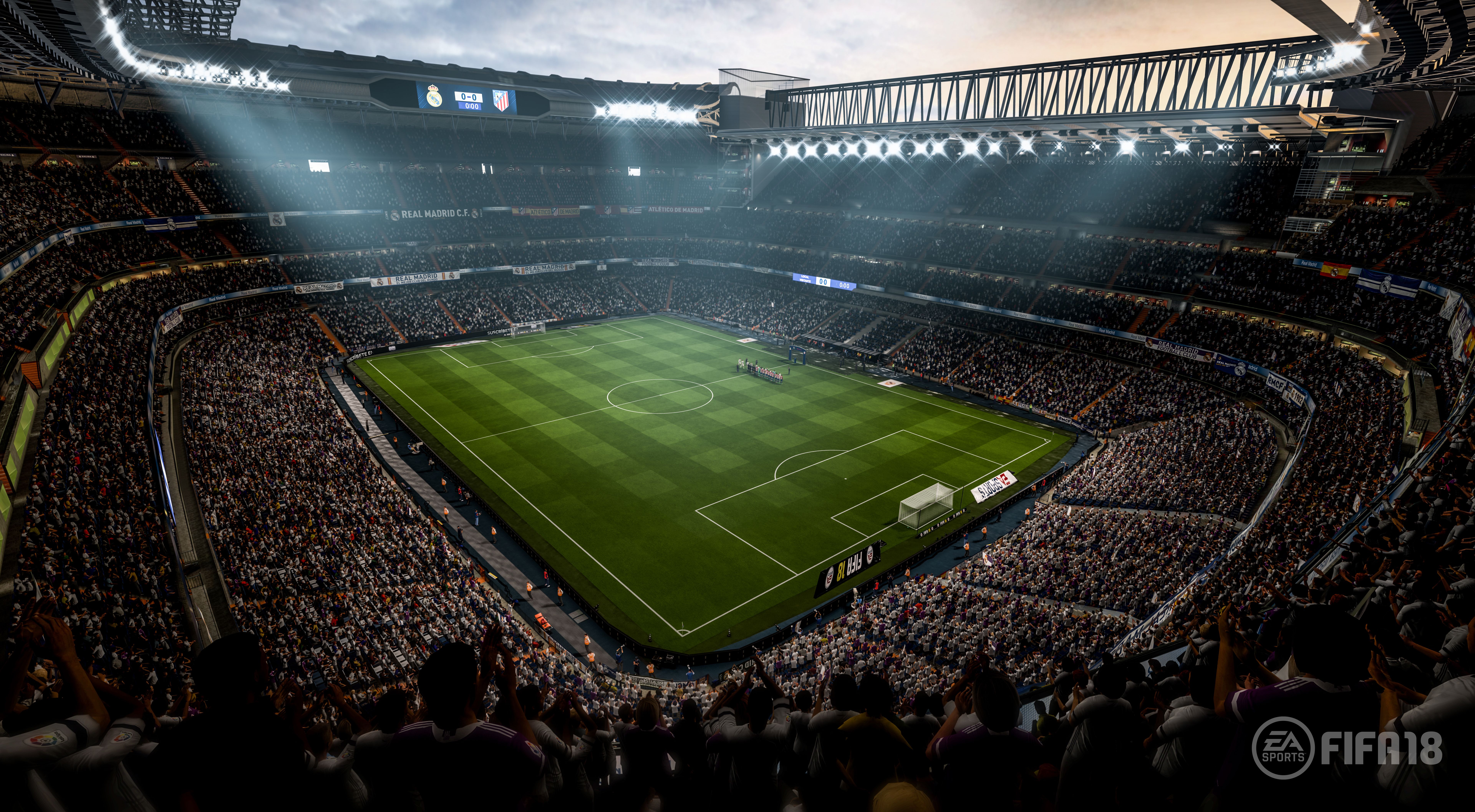 FIFA 18 stadium with crowds and field HD Wallpaper
