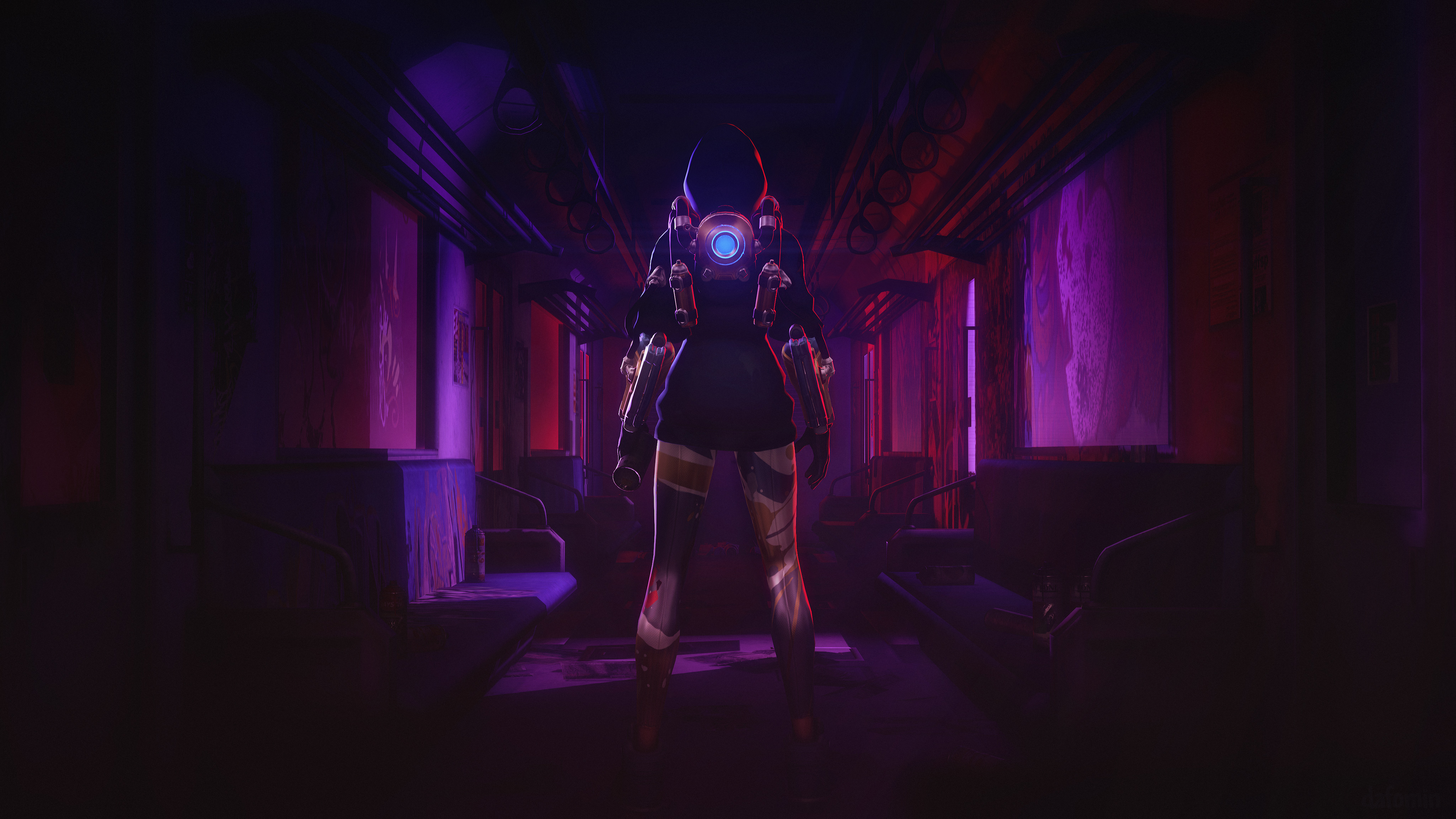 Tracer from Overwatch in a subway 4K HD Wallpaper