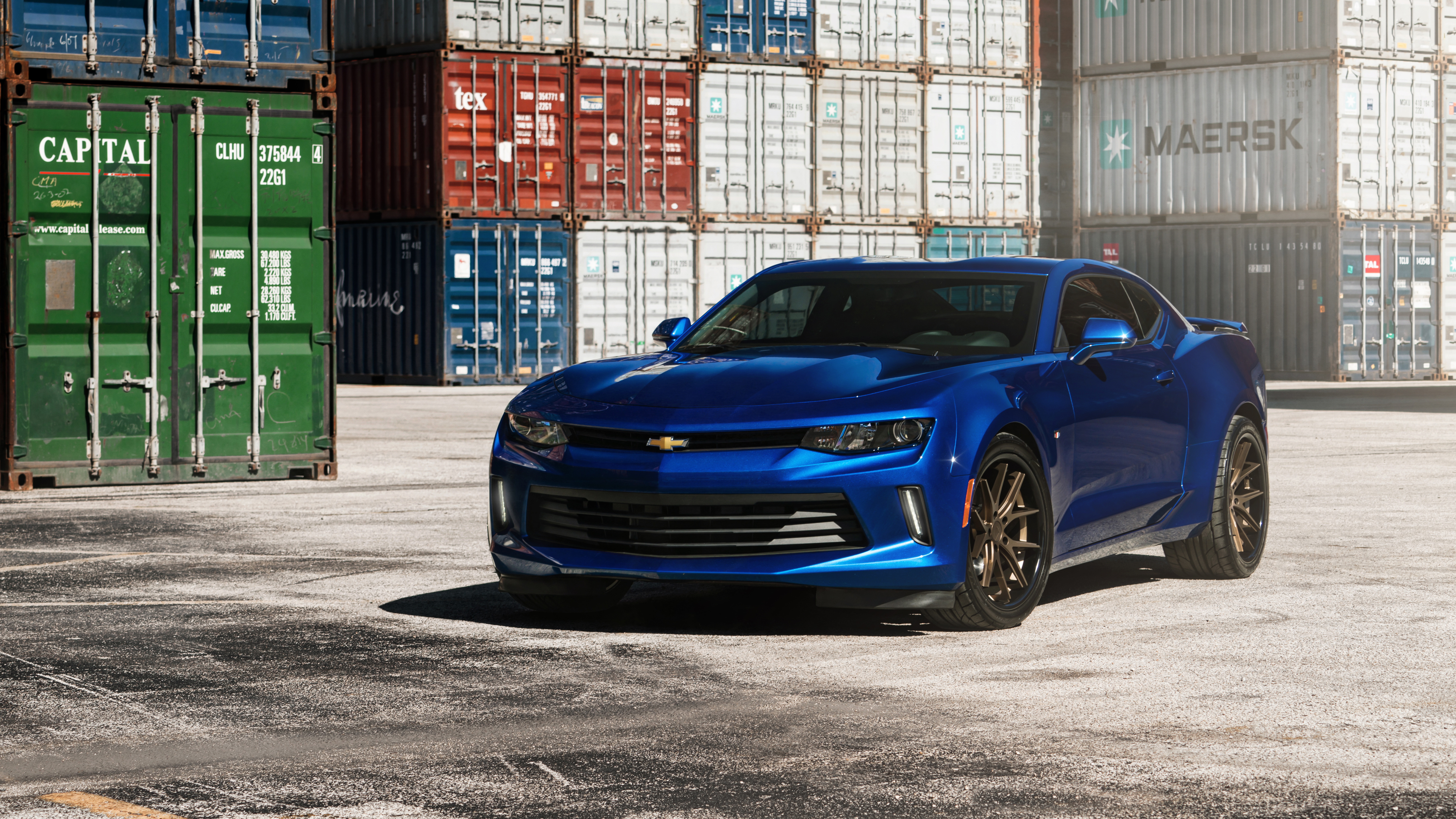 Blue Chevrolet Camaro with Ferrada Wheels HD Wallpaper