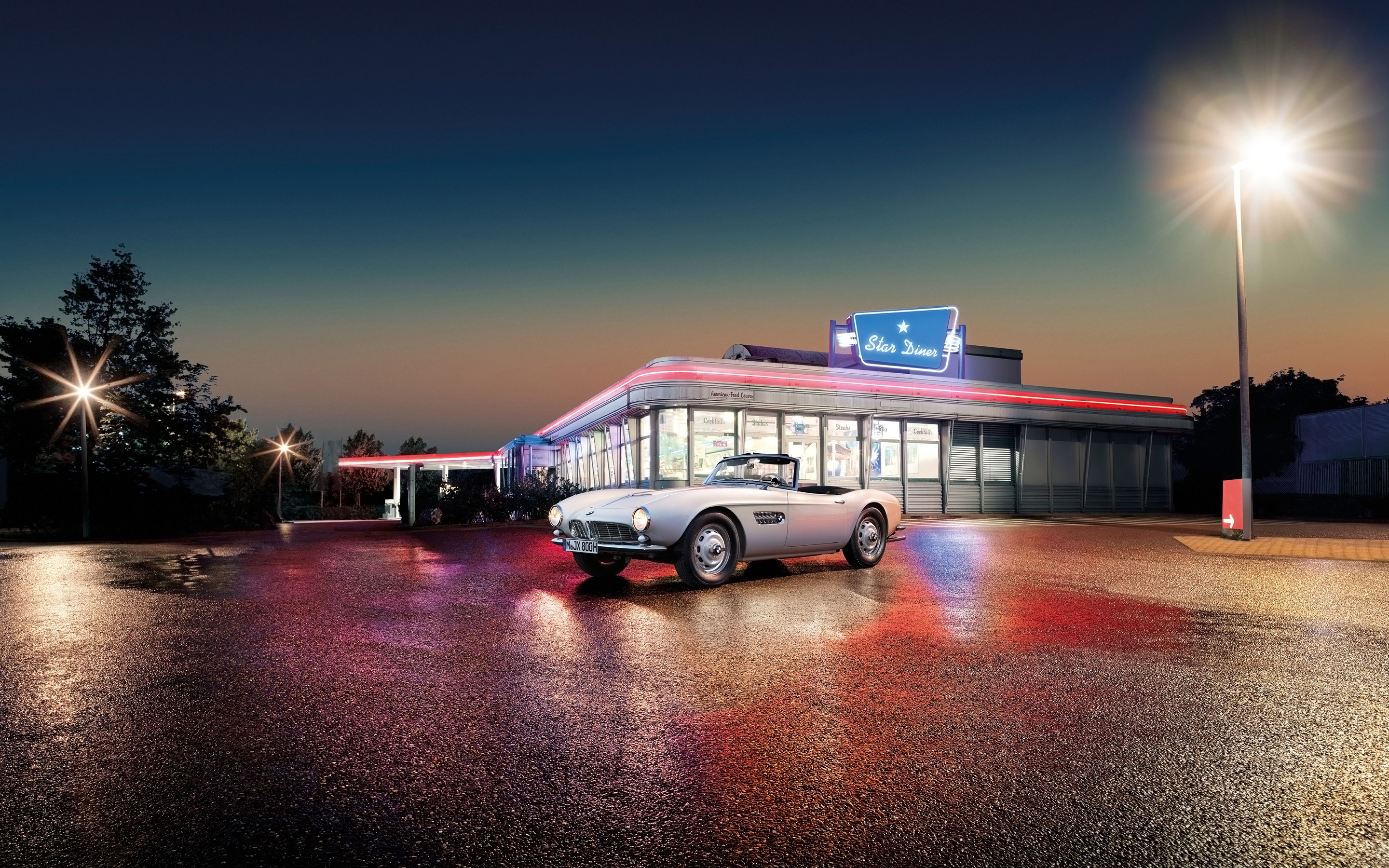 1957 BMW 507 at Star Diner HD Wallpaper