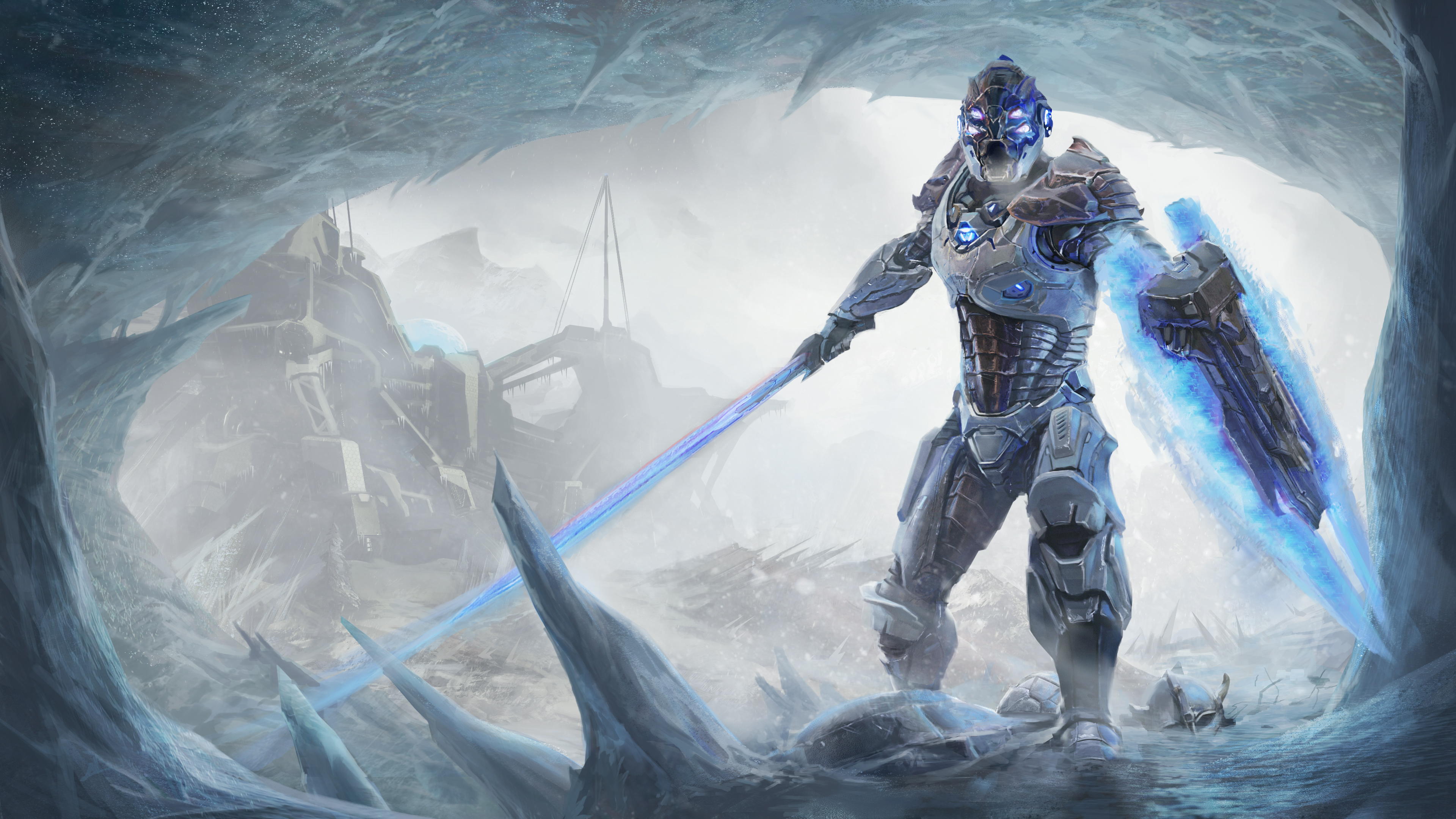 4K ELEX Kleriker in icy cave HD Wallpaper