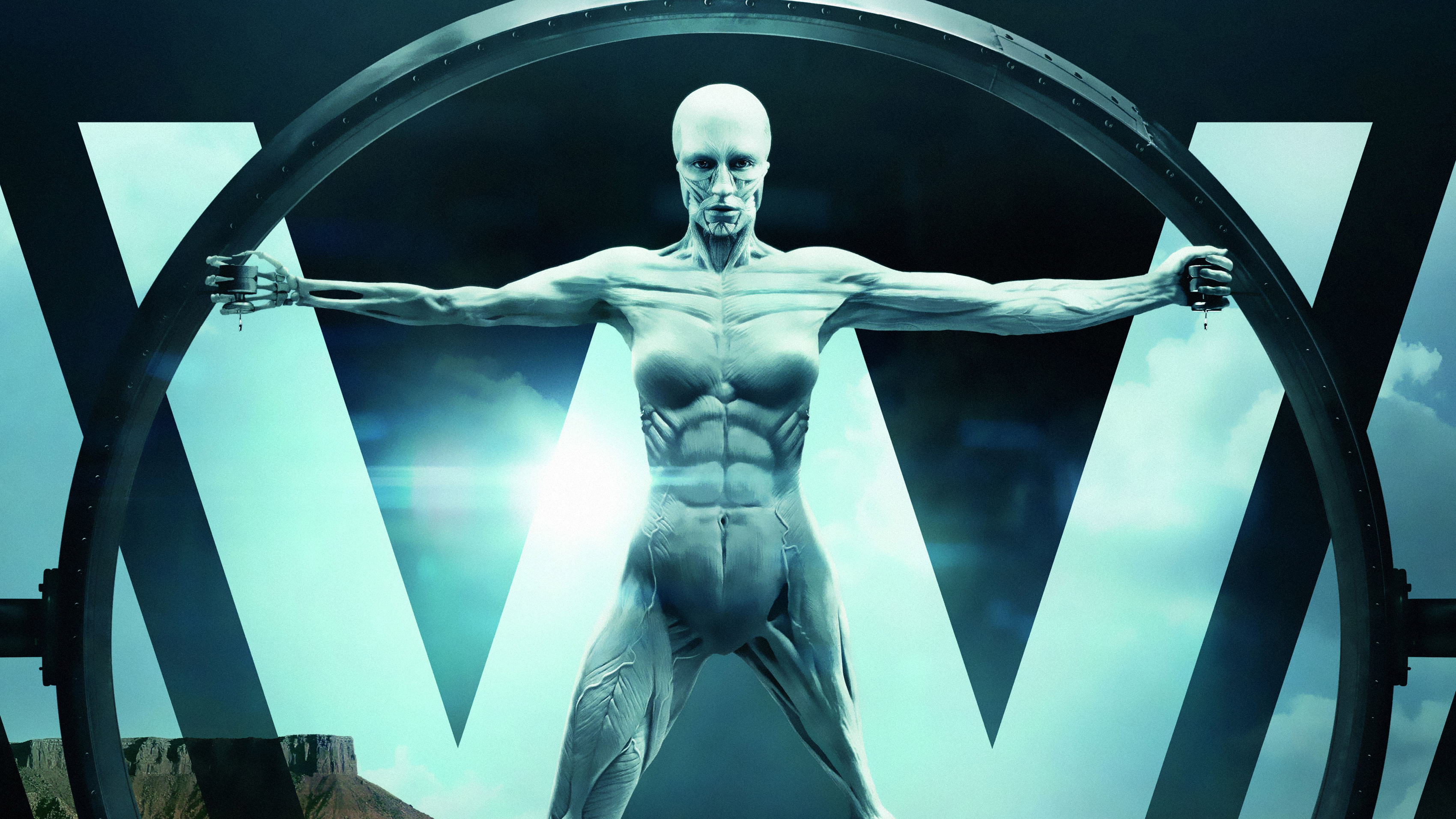 Westworld android in a circular frame HD Wallpaper