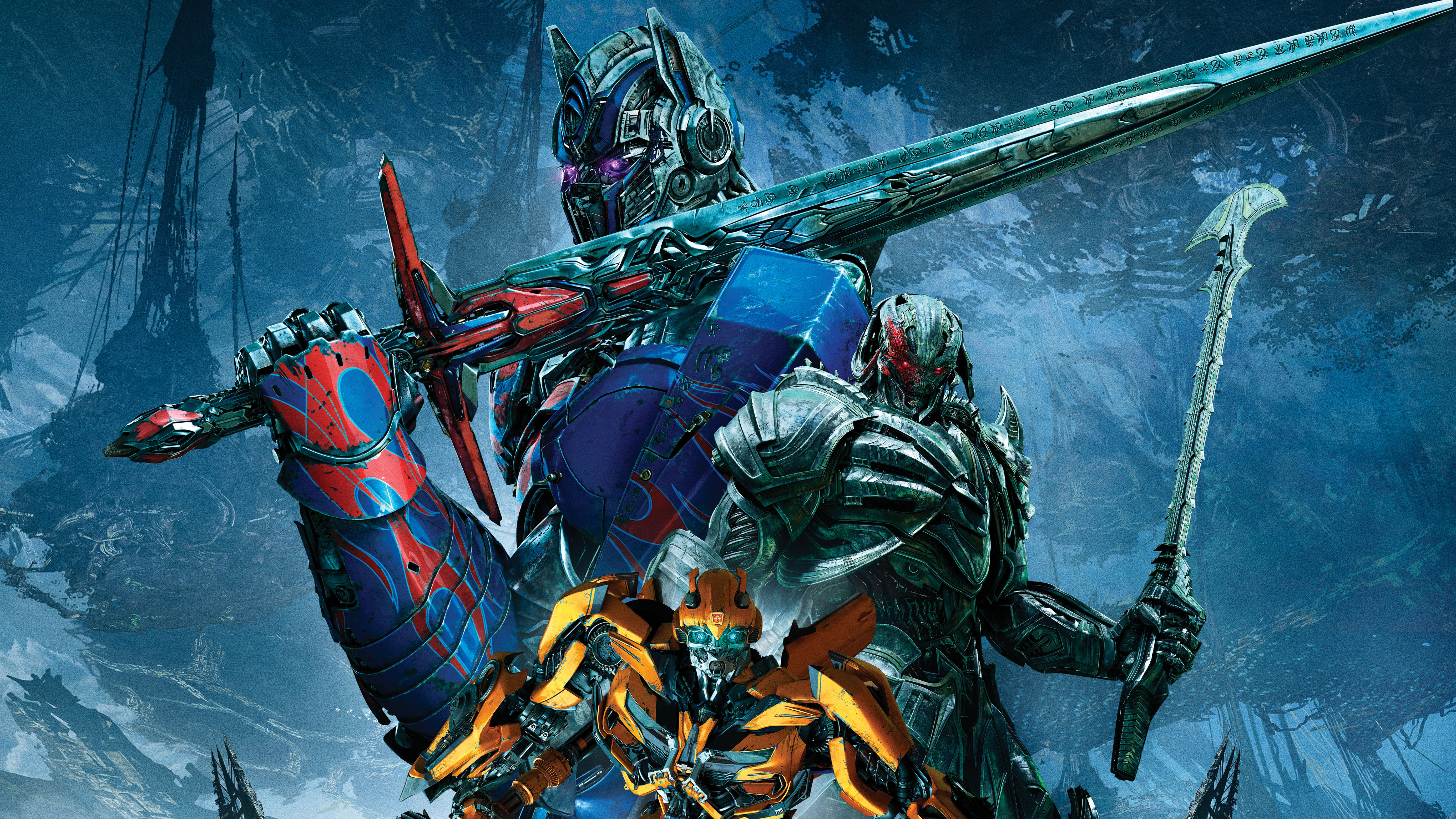 5K, Bumblebee, Megatron, Optimus Prime, Transformers: The Last Knight HD Wallpaper