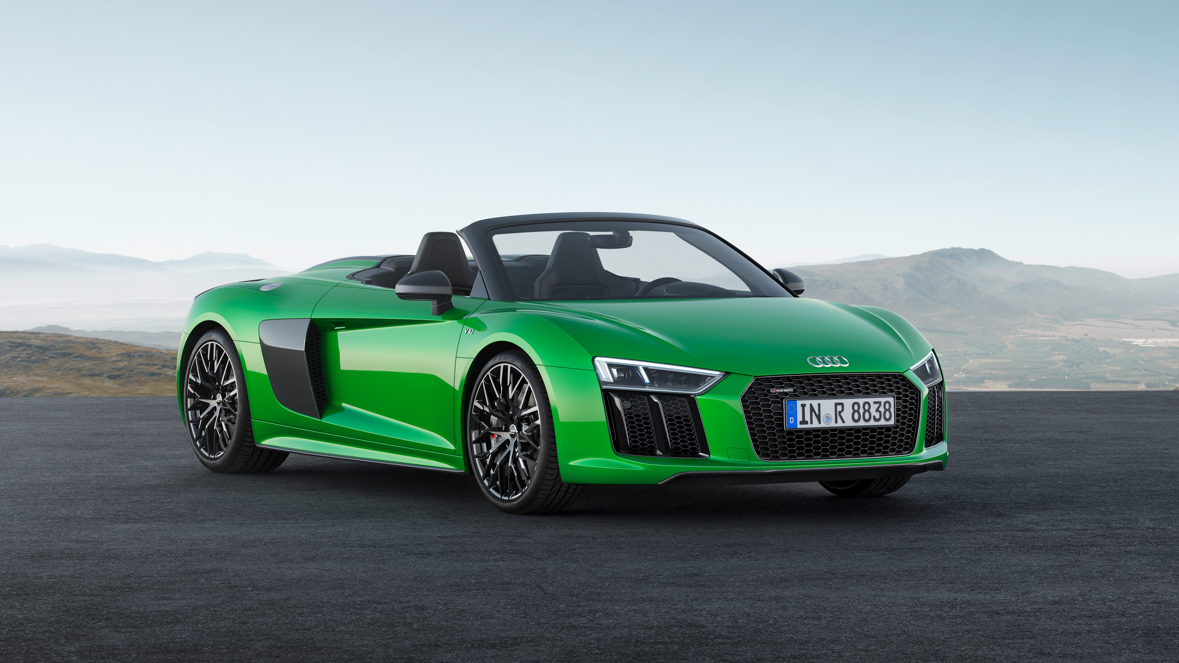 Green Audi R8 Spyder V10 Plus 2017 4K HD Wallpaper