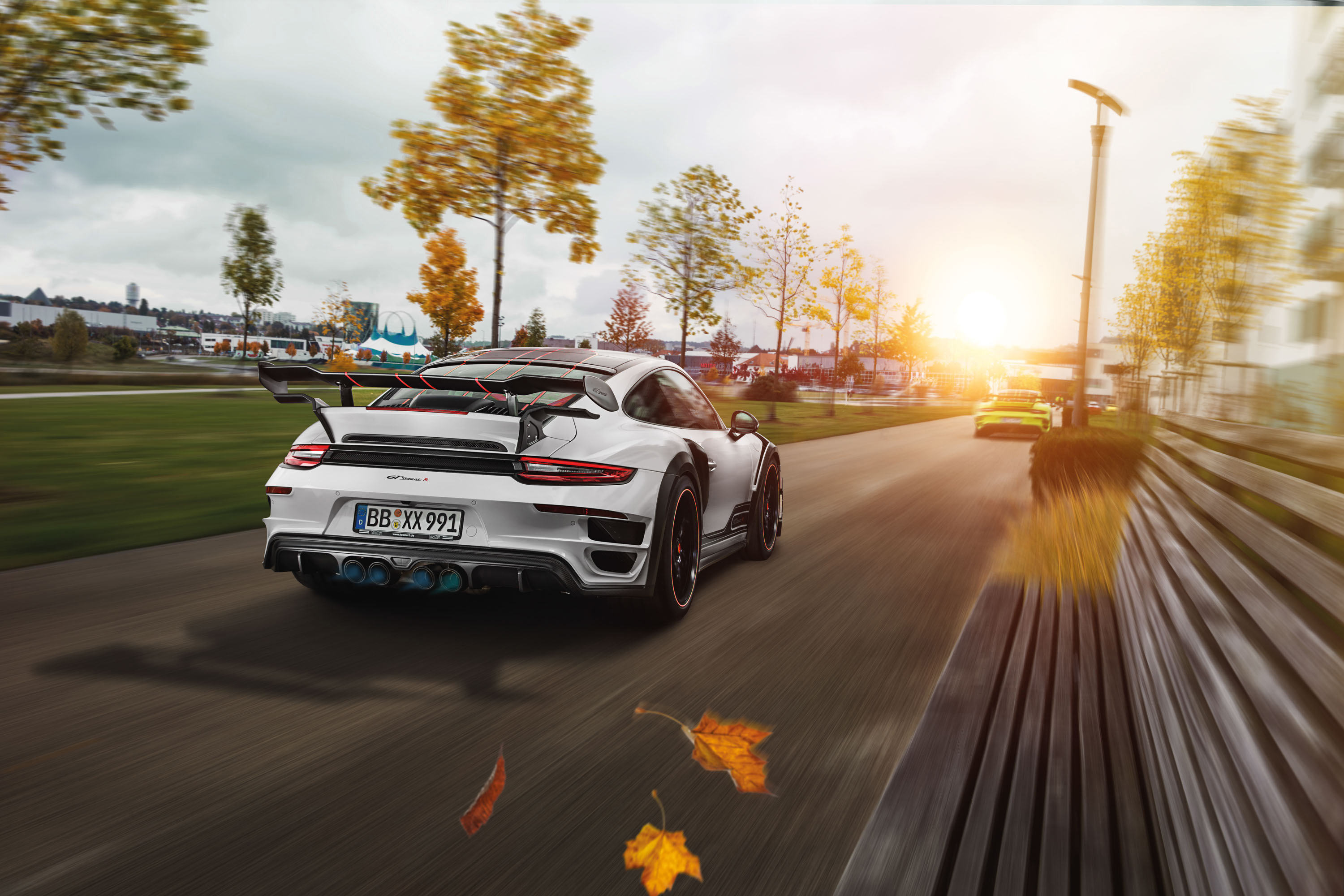 TechArt Porsche 911 Turbo S GTStreet R driving on road HD Wallpaper