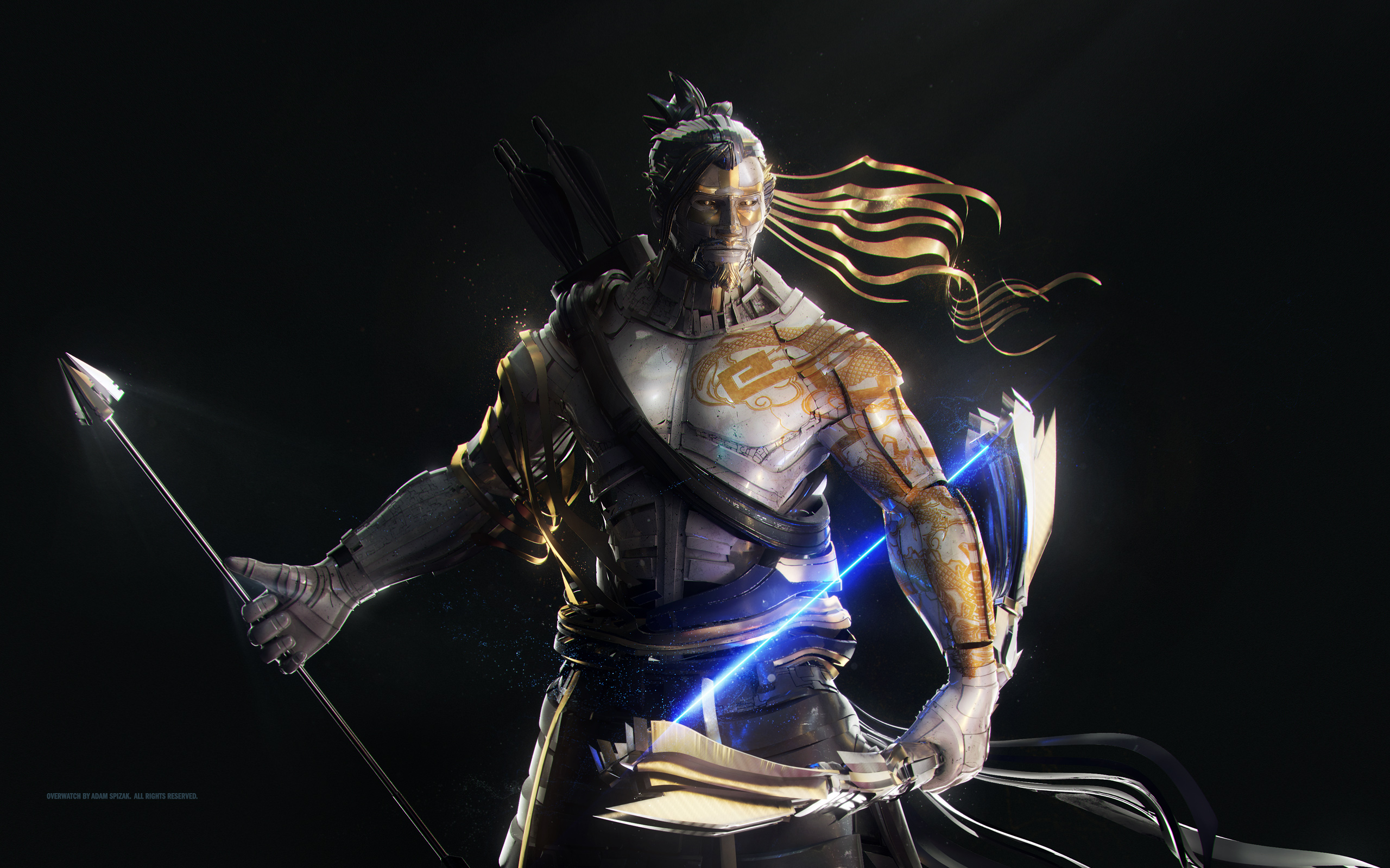 Hanzo from Overwatch holding a bow and arrow HD Wallpaper