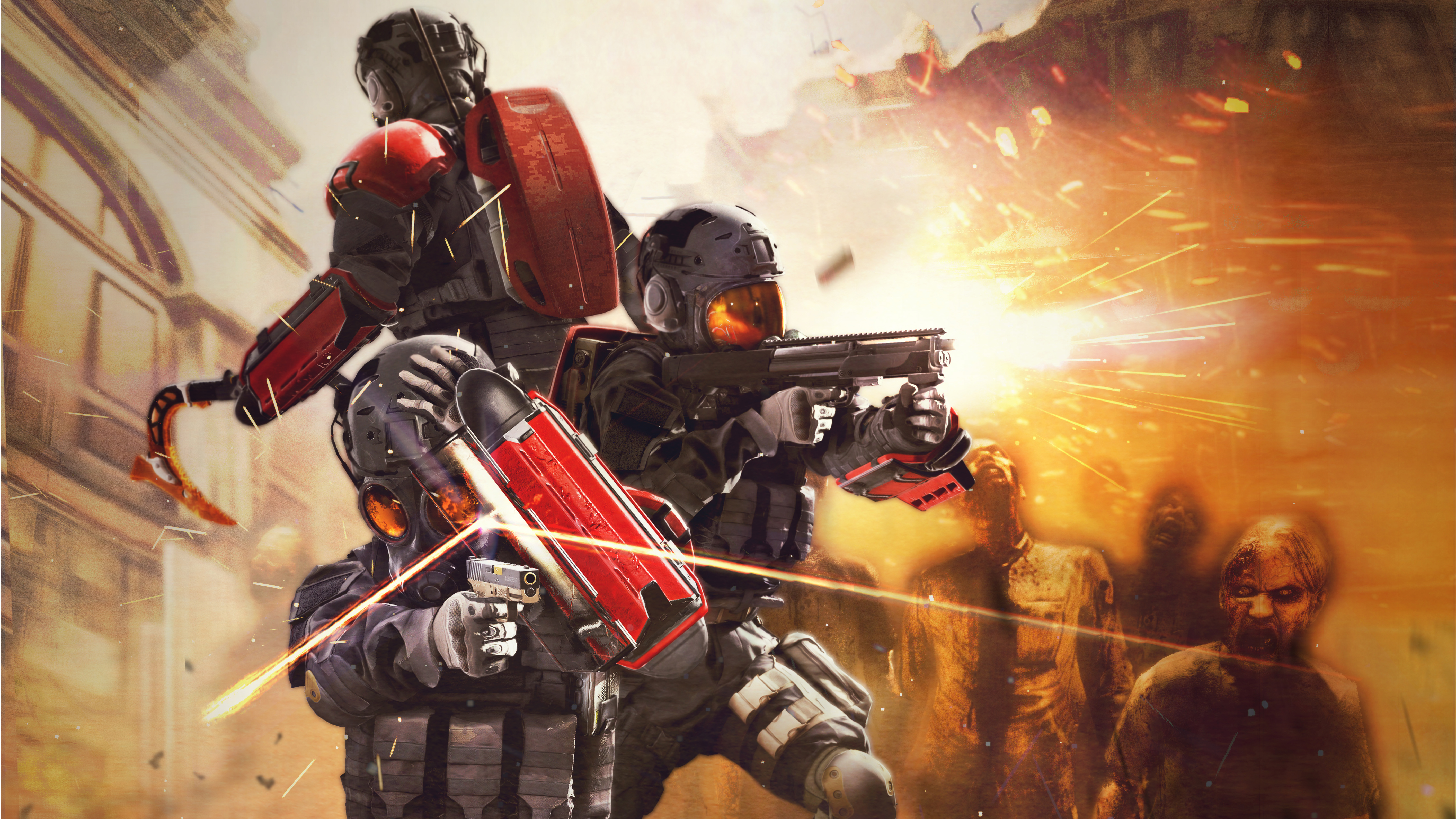 Soldiers fighting zombies in Umbrella Corps 4K HD Wallpaper
