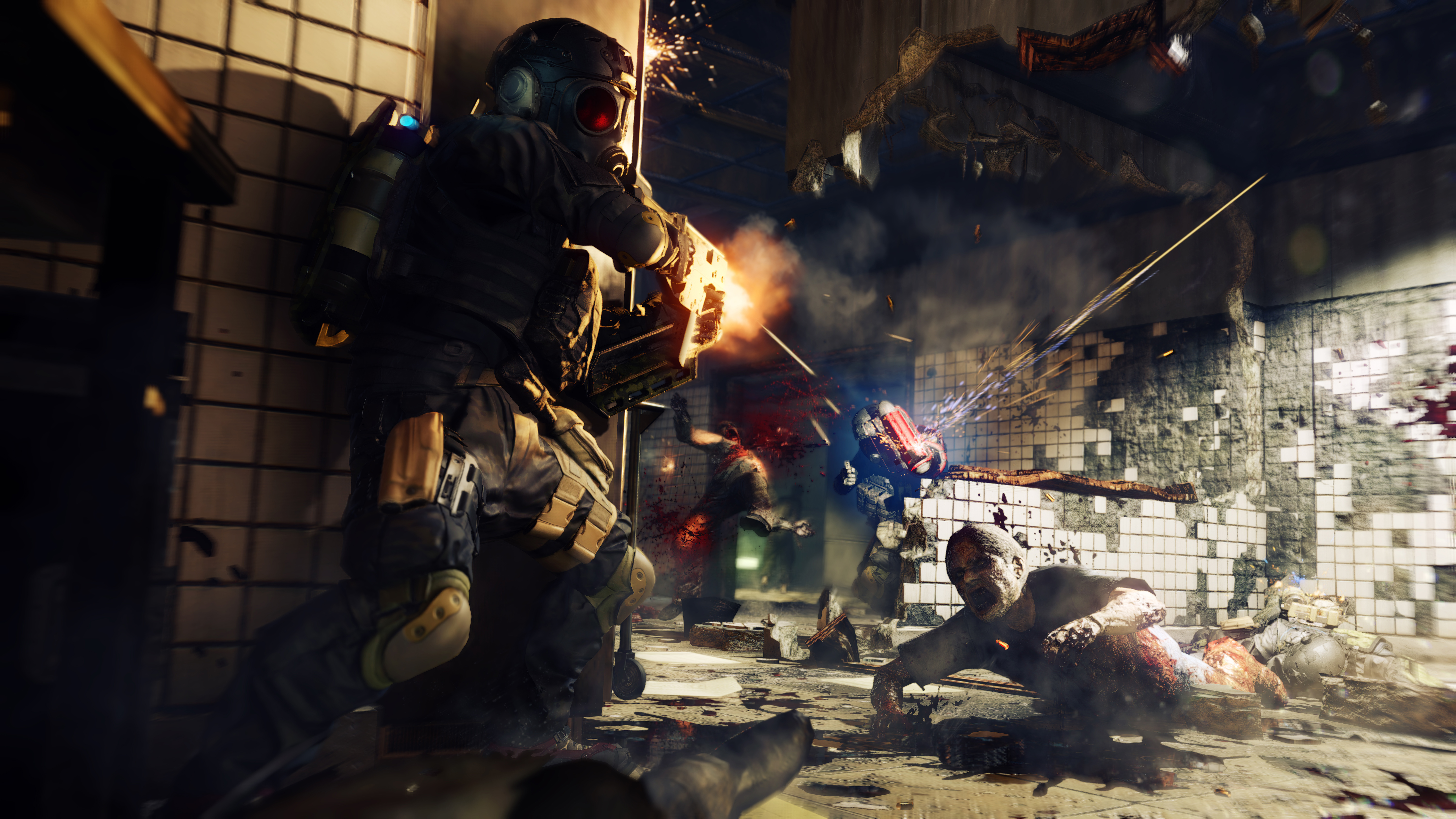 Soldier fighting zombies in Umbrella Corps HD Wallpaper