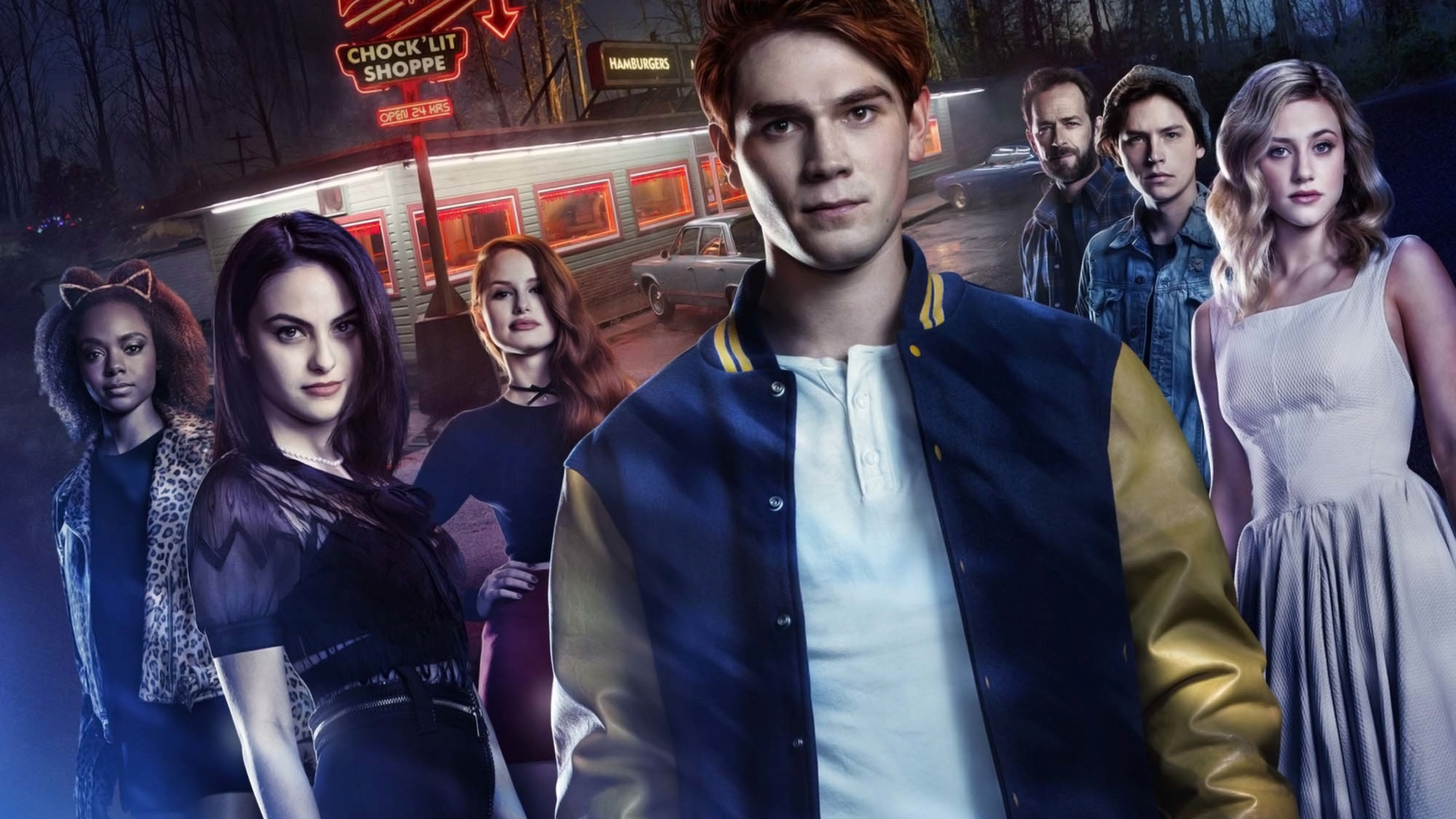 Riverdale cast at Chock'lit Shoppe 4K HD Wallpaper