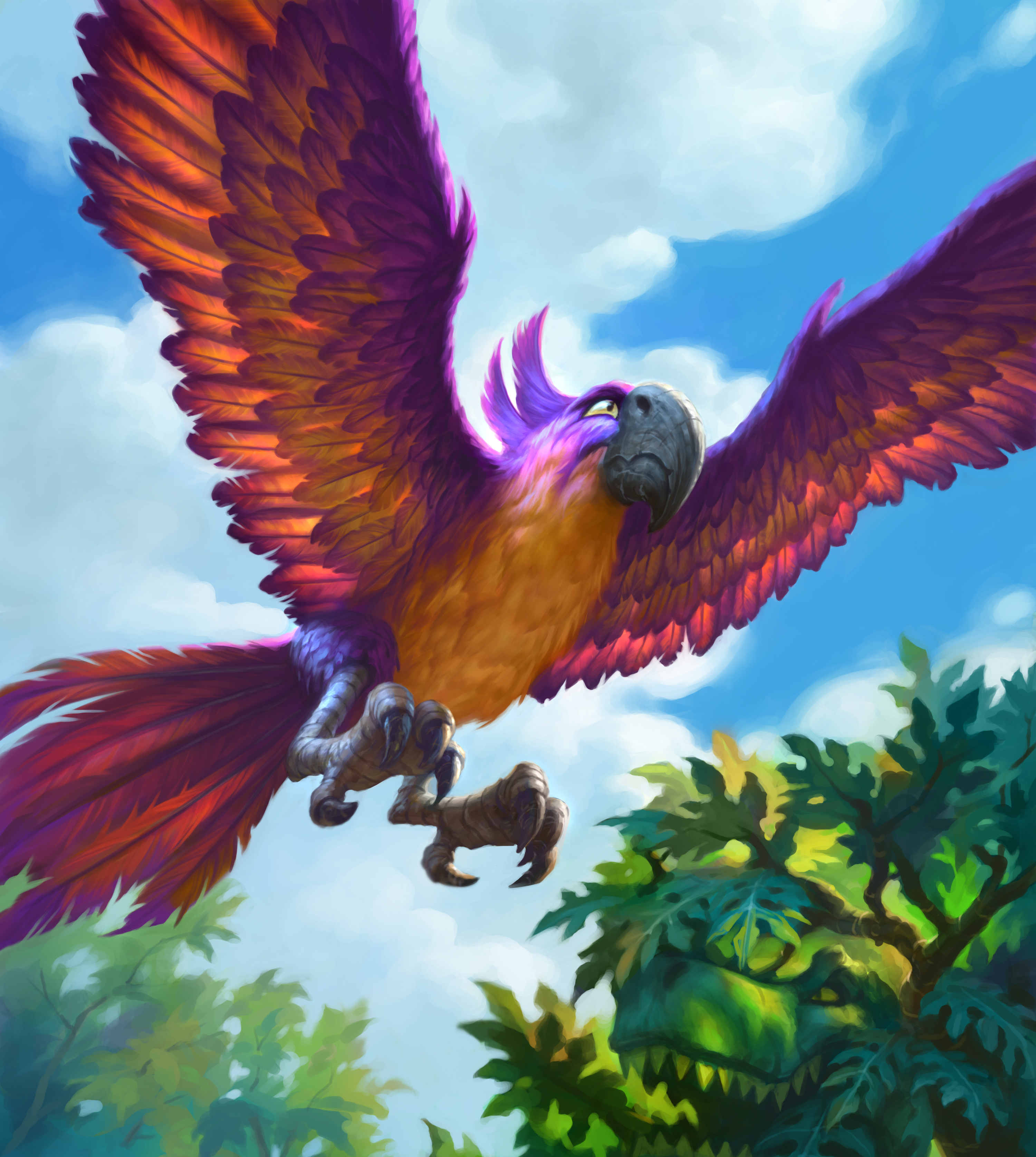 Jeweled Macaw flying from Hearthstone HD Wallpaper