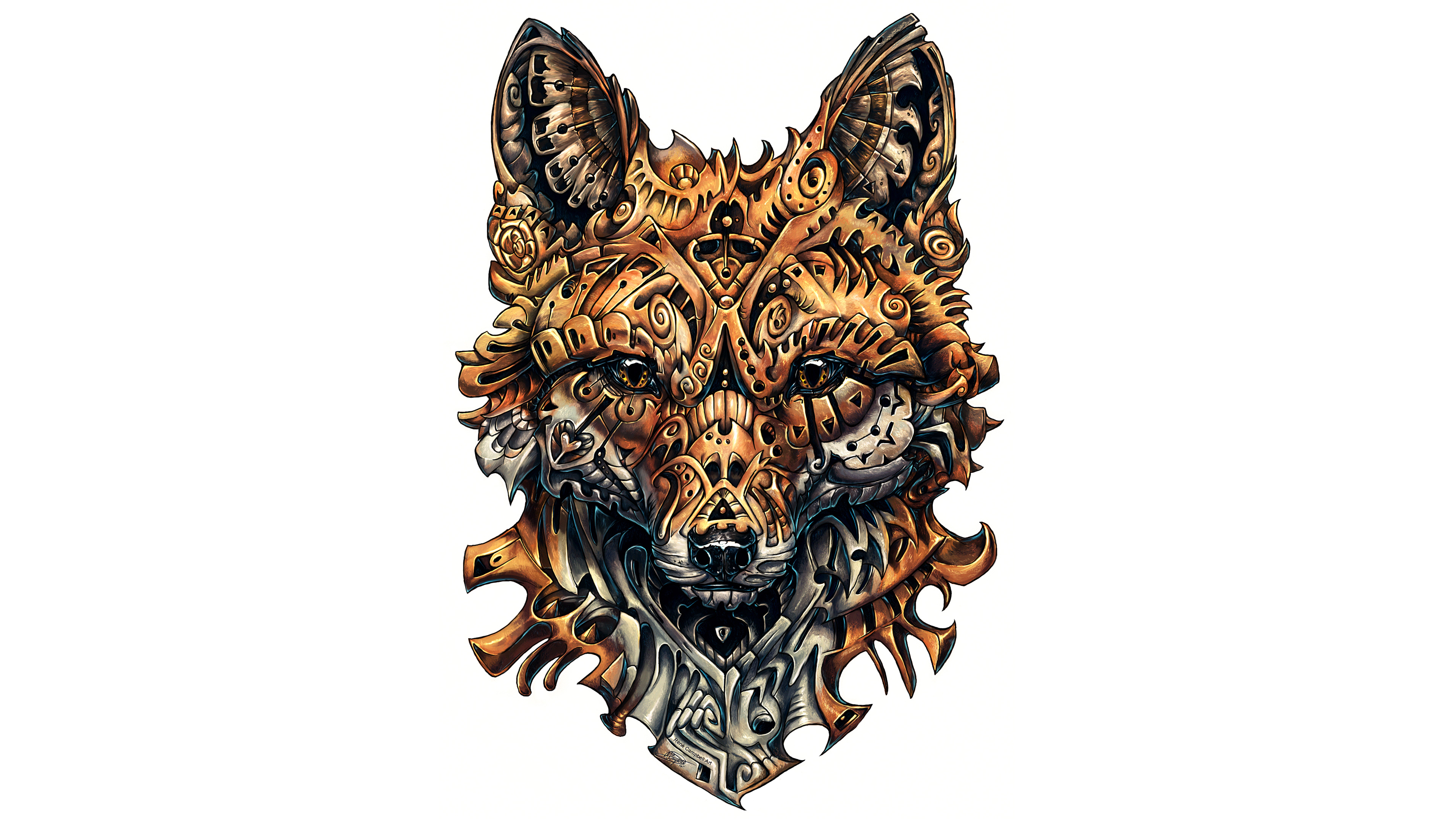 Steampunk Fox Head Artwork 4K HD Wallpaper
