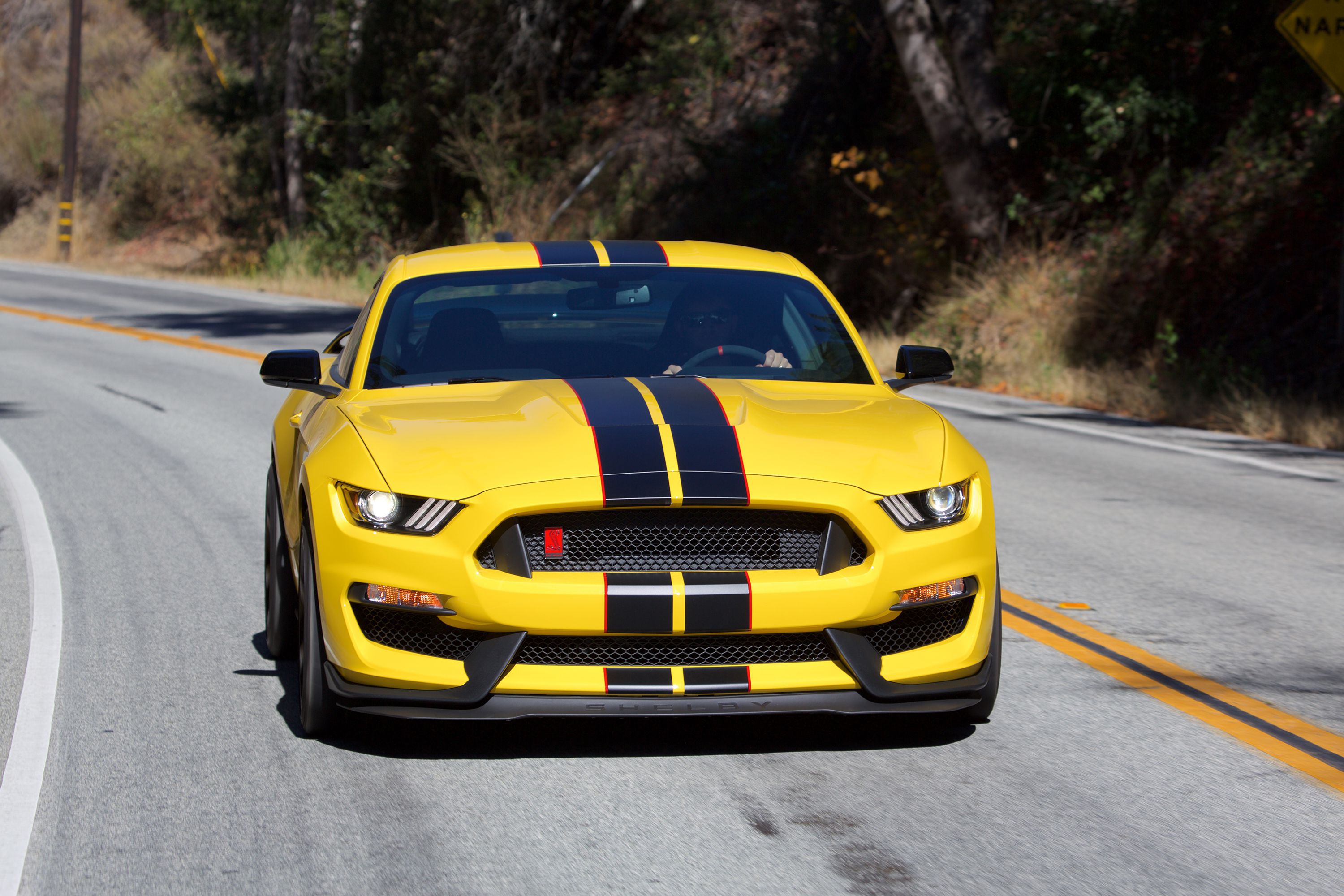 Yellow 2017 Ford Mustang Shelby GT350 on a Road HD Wallpaper