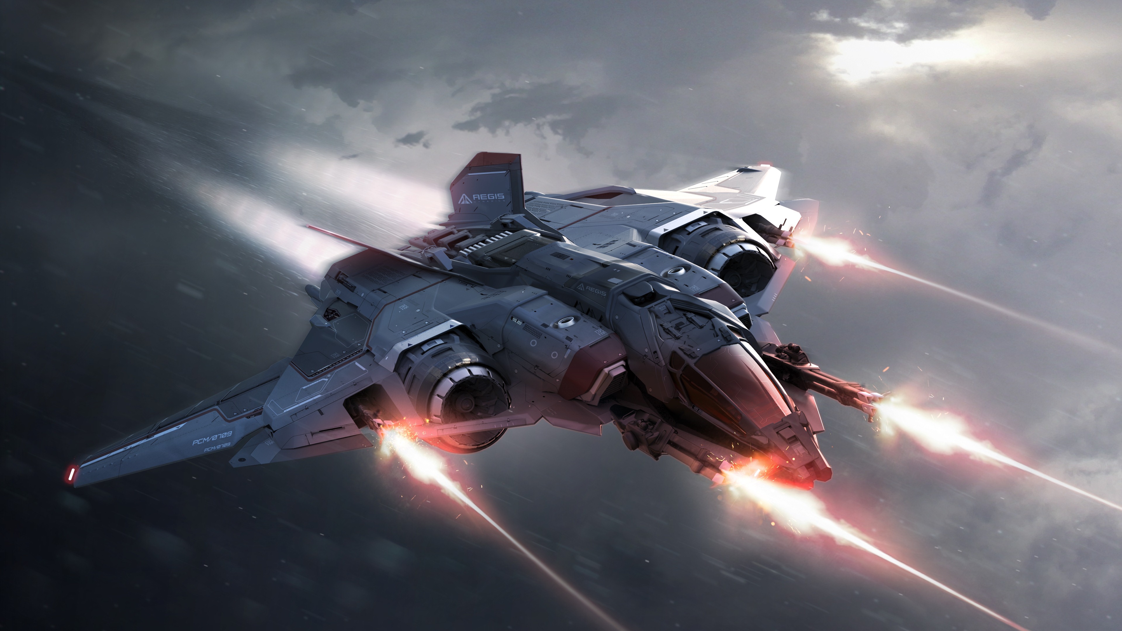 Star Citizen 4K spaceship firing weapons HD Wallpaper