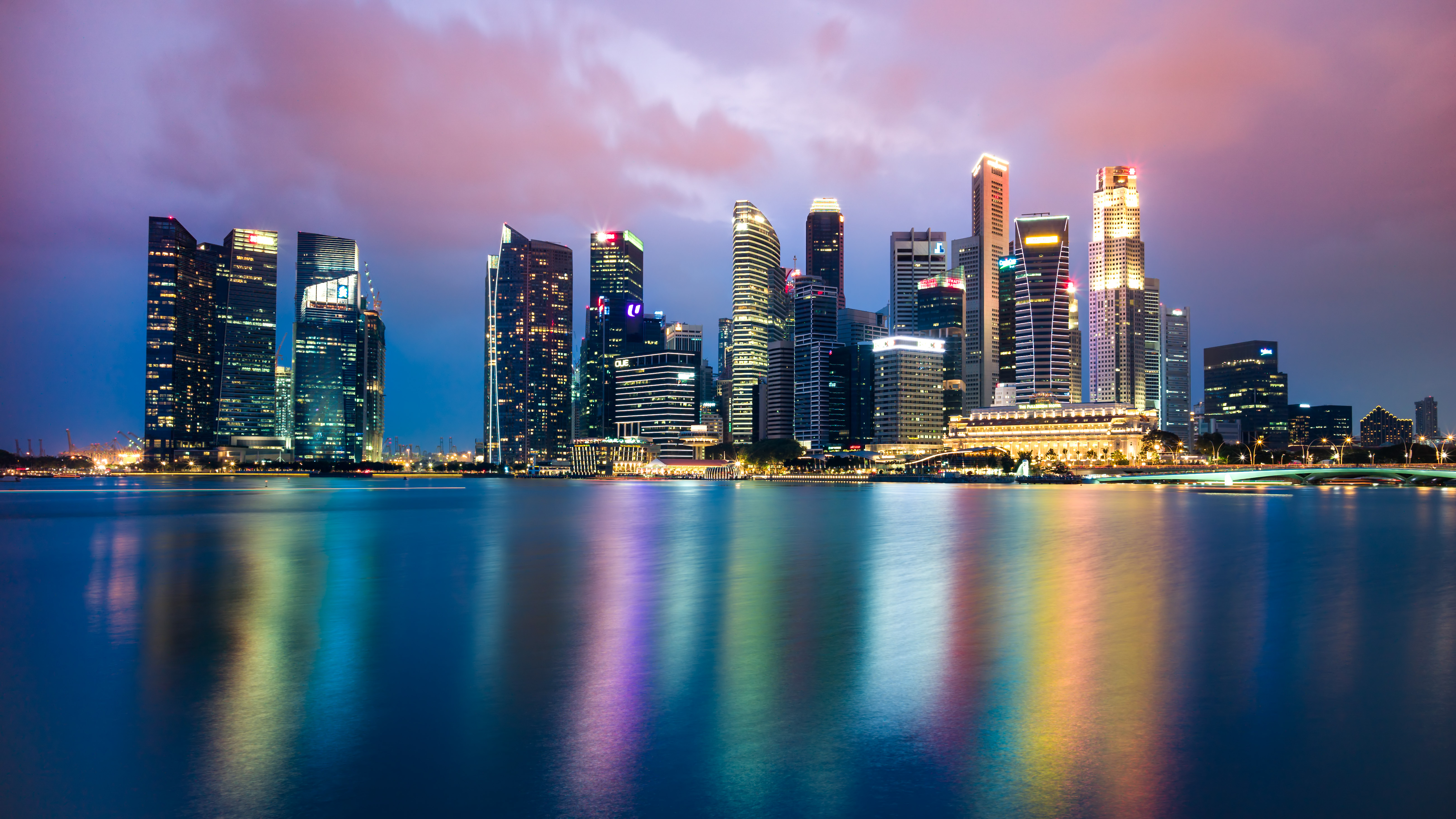 Singapore Skyline at Night 4K HD Wallpaper
