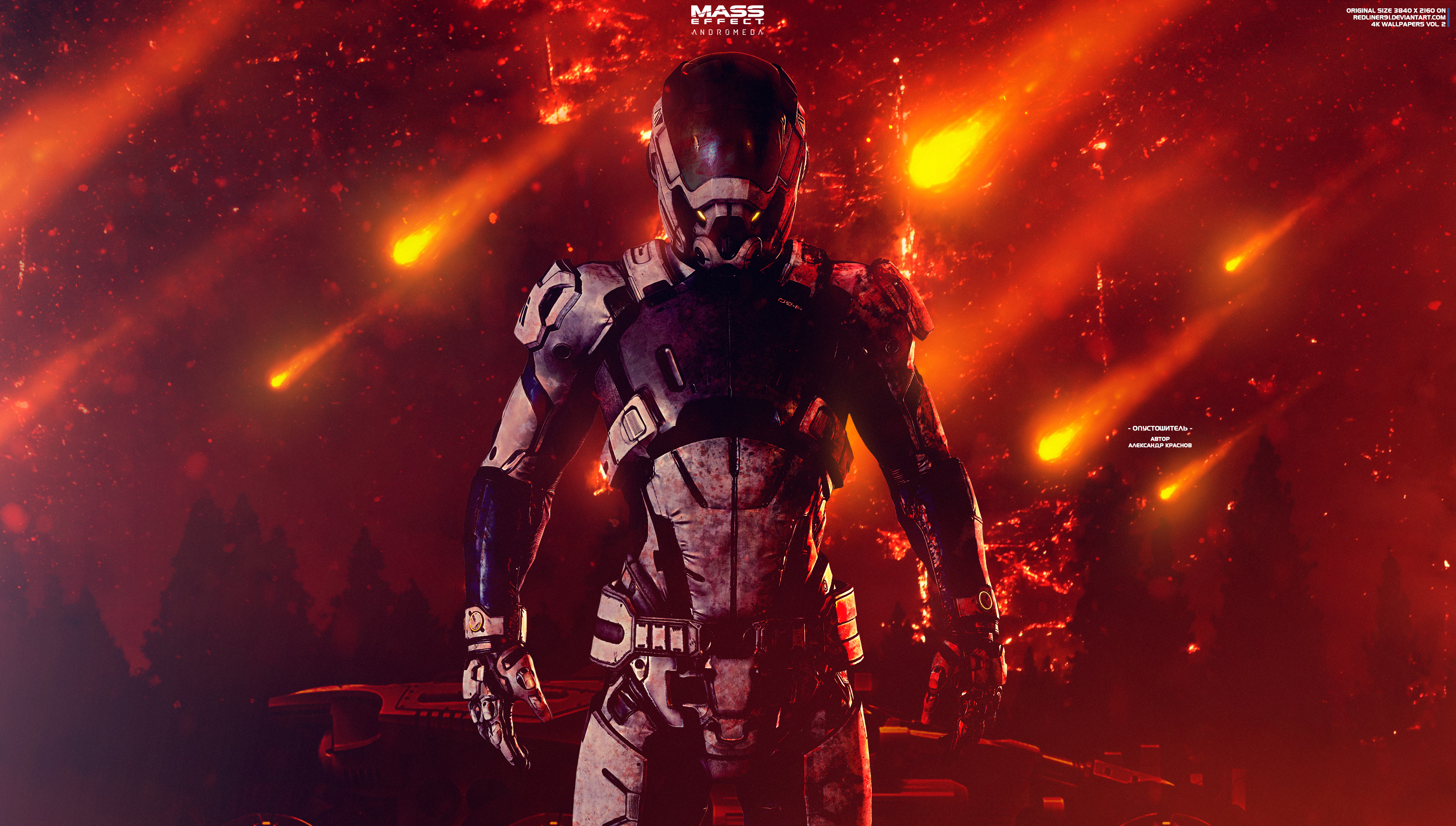 Mass Effect: Andromeda Soldier with Meteors HD Wallpaper