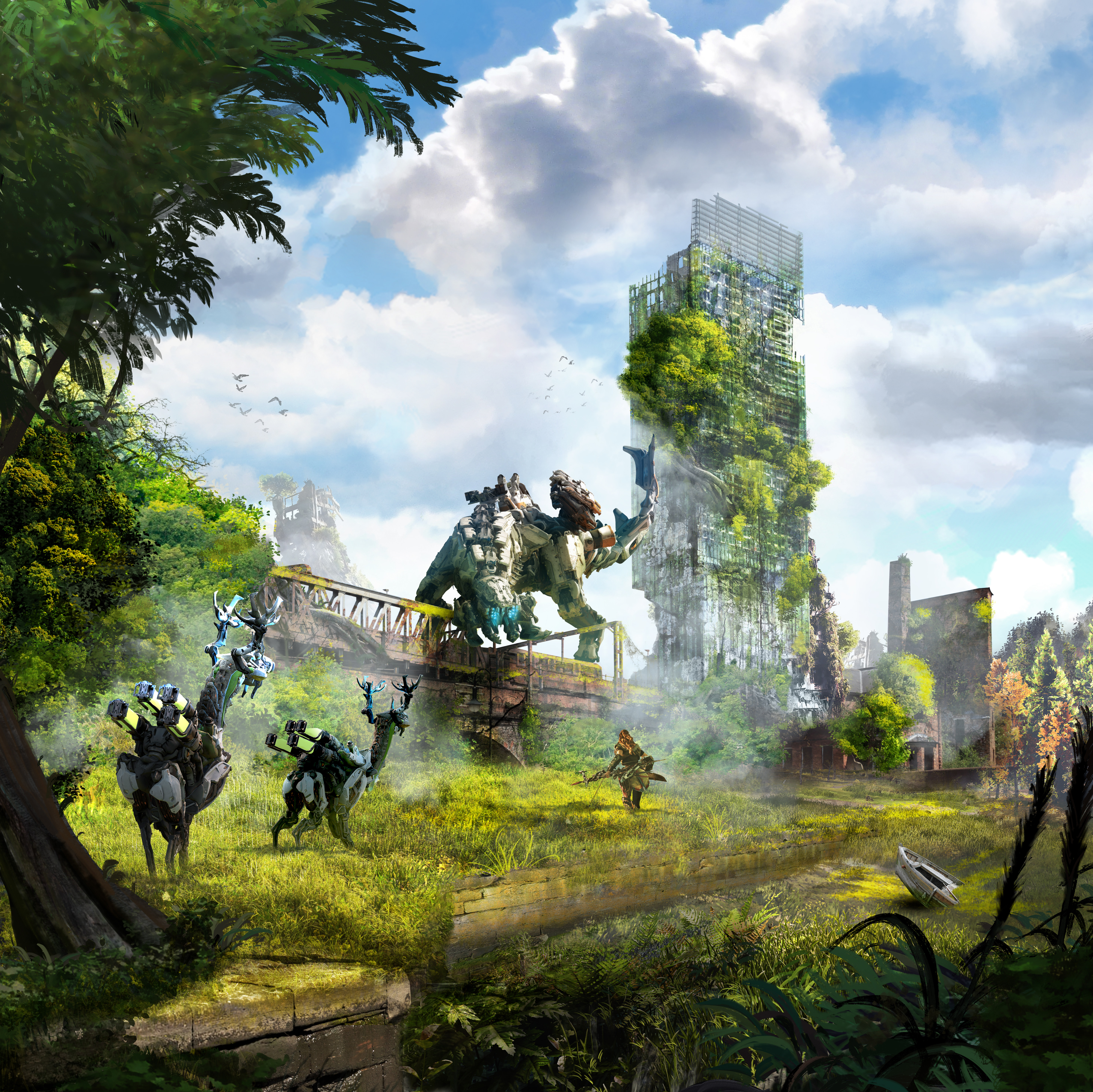 Aloy from Horizon Zero Dawn with machines HD Wallpaper