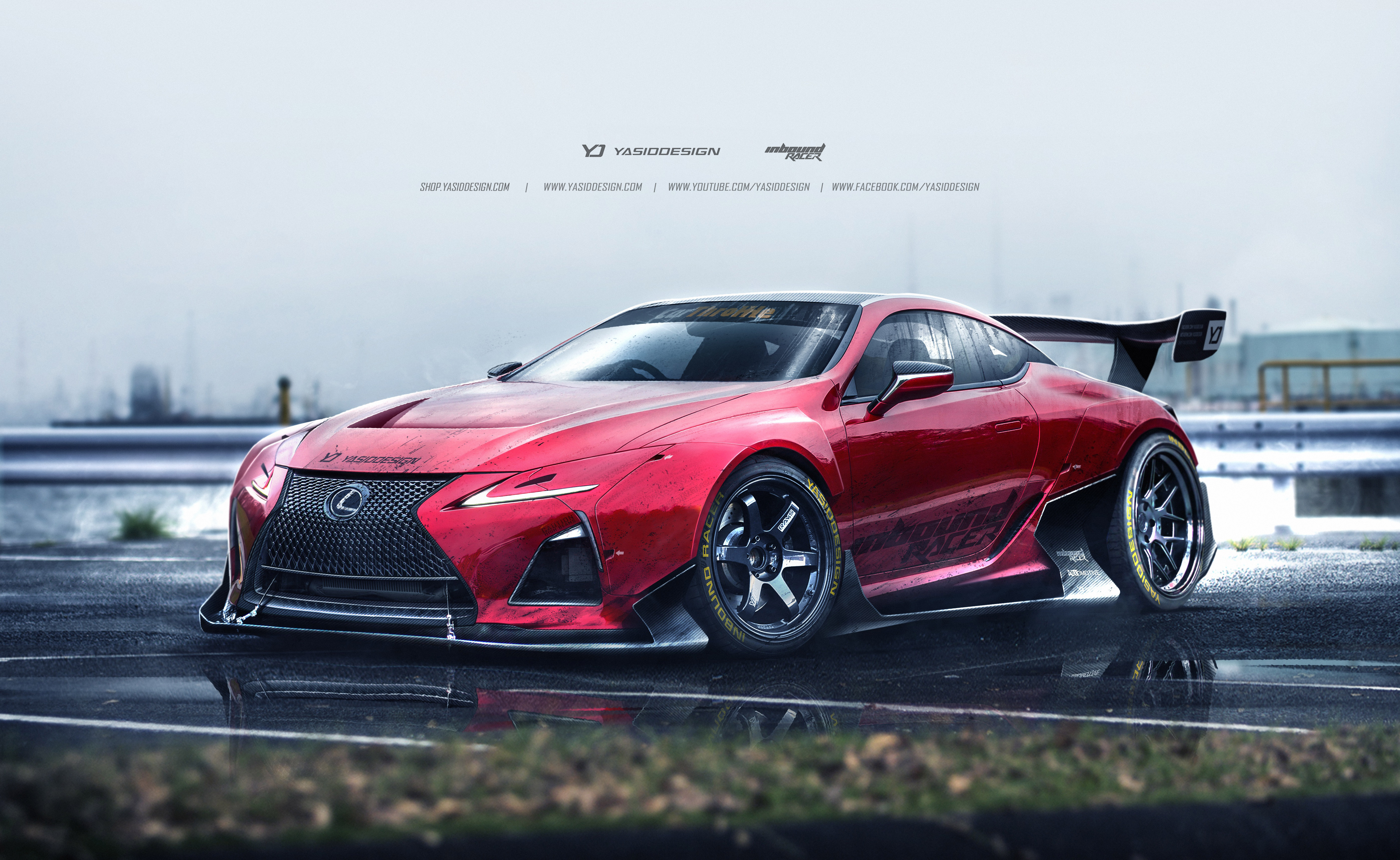 Red Lexus LC 500 Widebody Fan Art HD Wallpaper