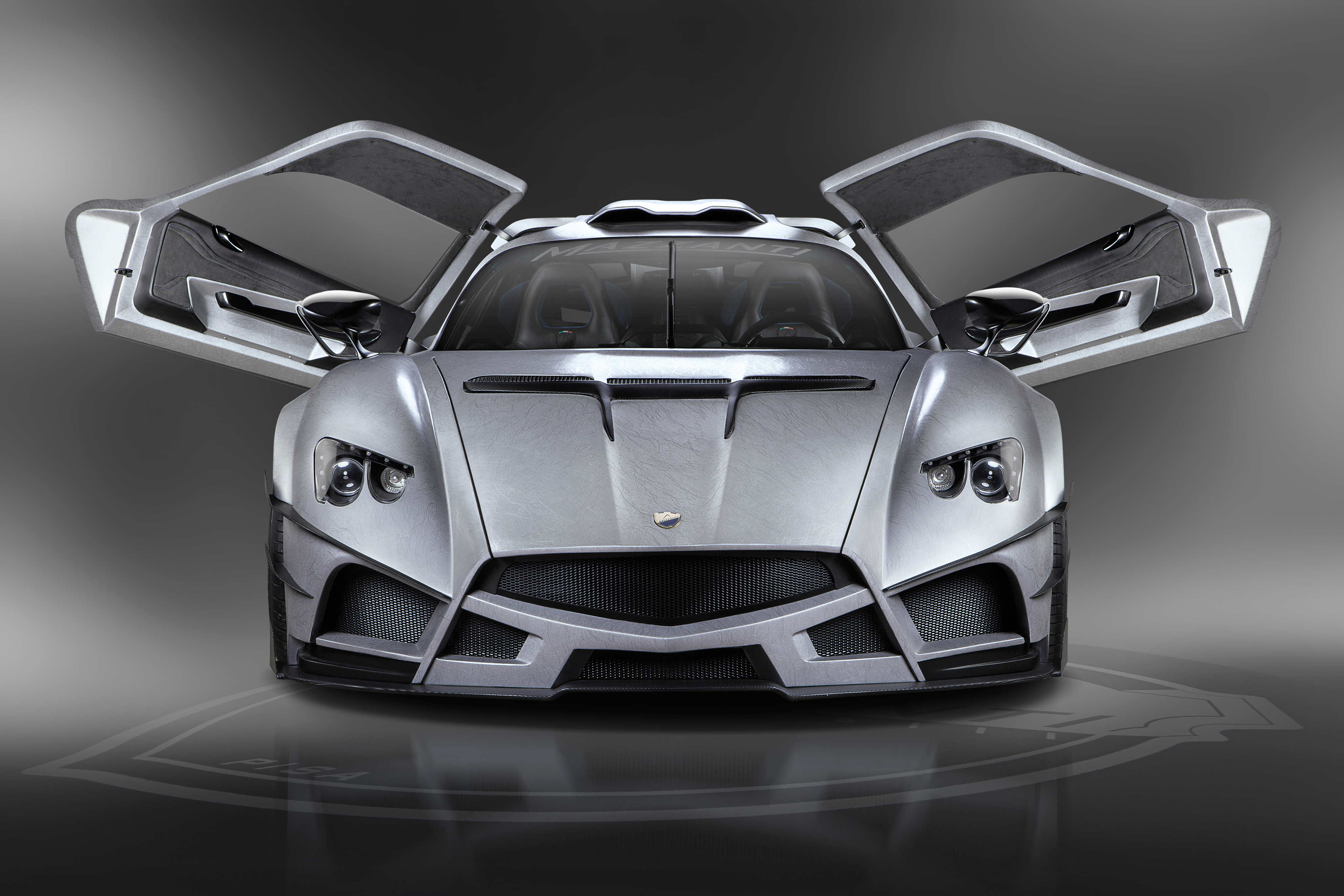 Mazzanti Evantra Millecavalli hypercar with doors open HD Wallpaper