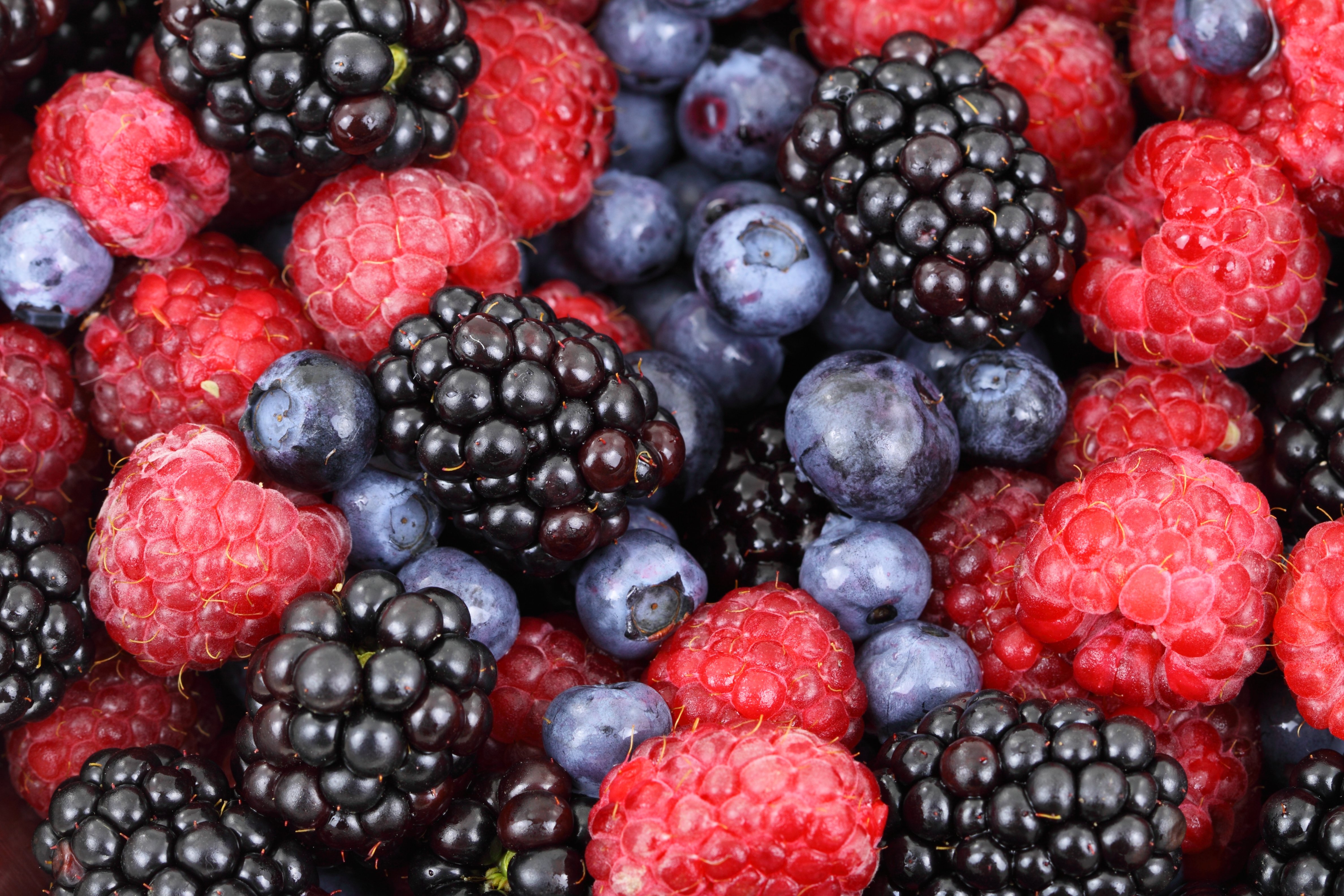 Blackberries, Blueberries, and Raspberries in 4K HD Wallpaper
