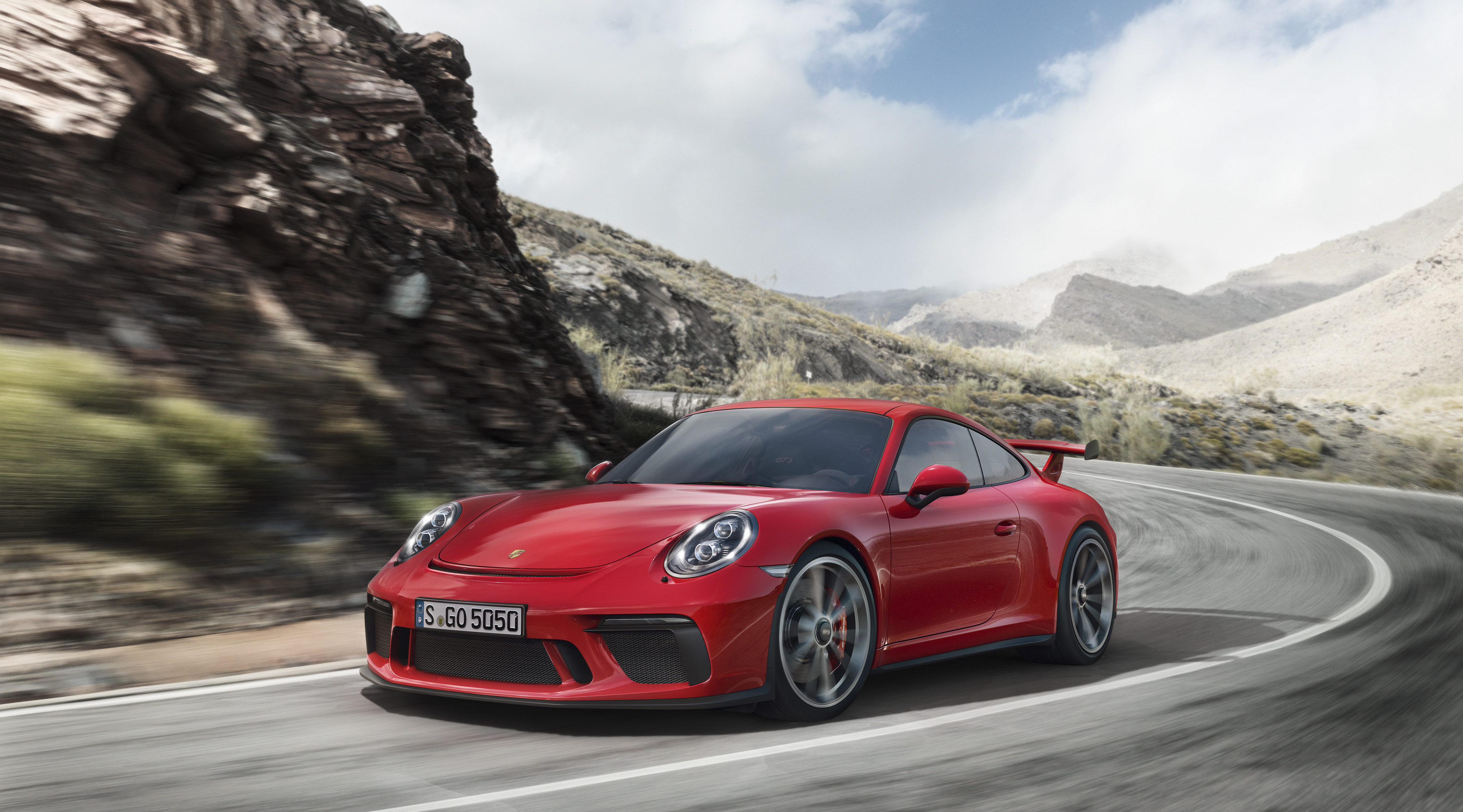 Red 2018 Porsche 911 GT3 on a Mountain Road HD Wallpaper