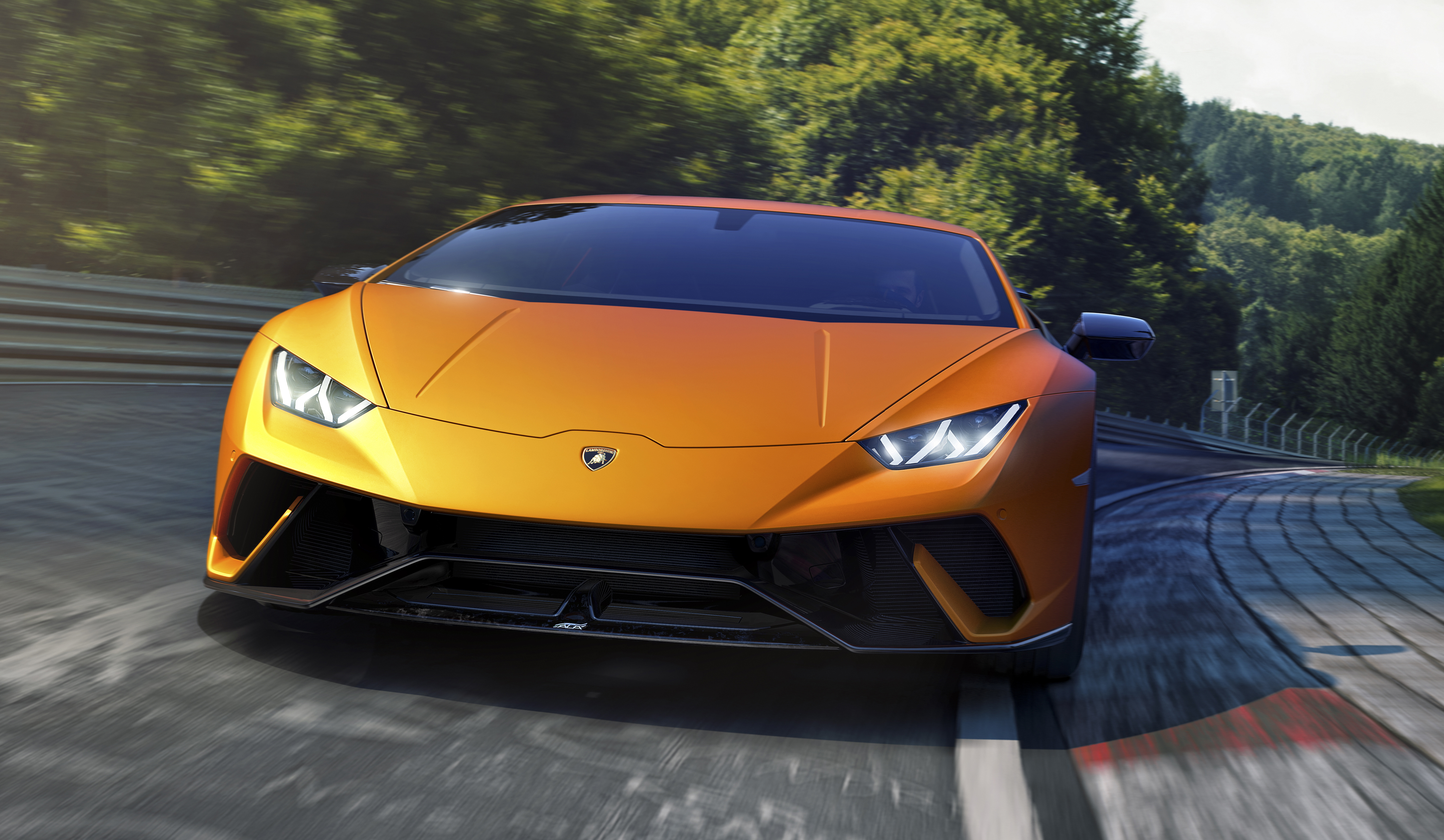 4K Lamborghini Huracan Performante on a Racetrack HD Wallpaper