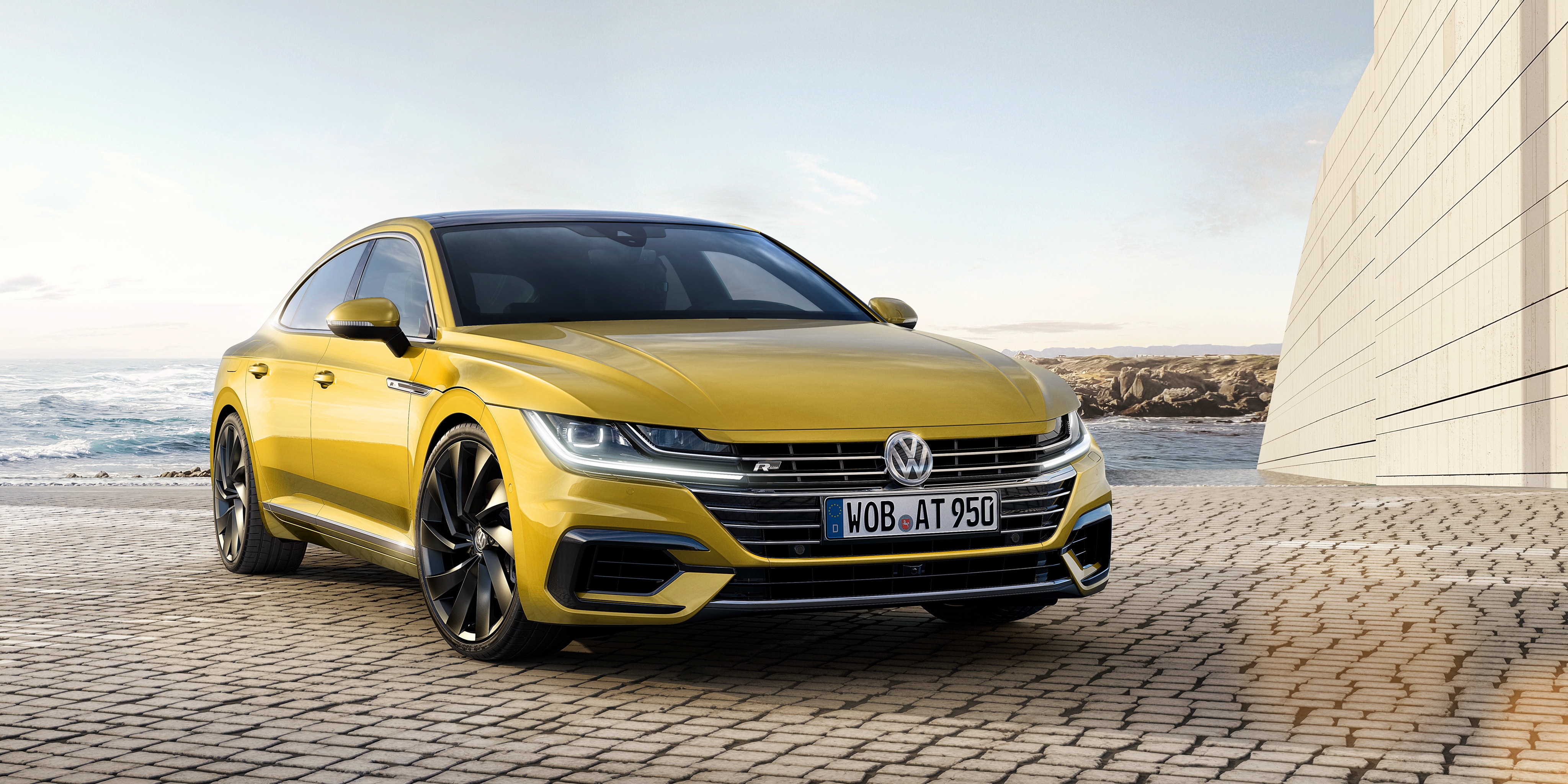 Yellow Volkswagen Arteon R-Line 4K HD Wallpaper