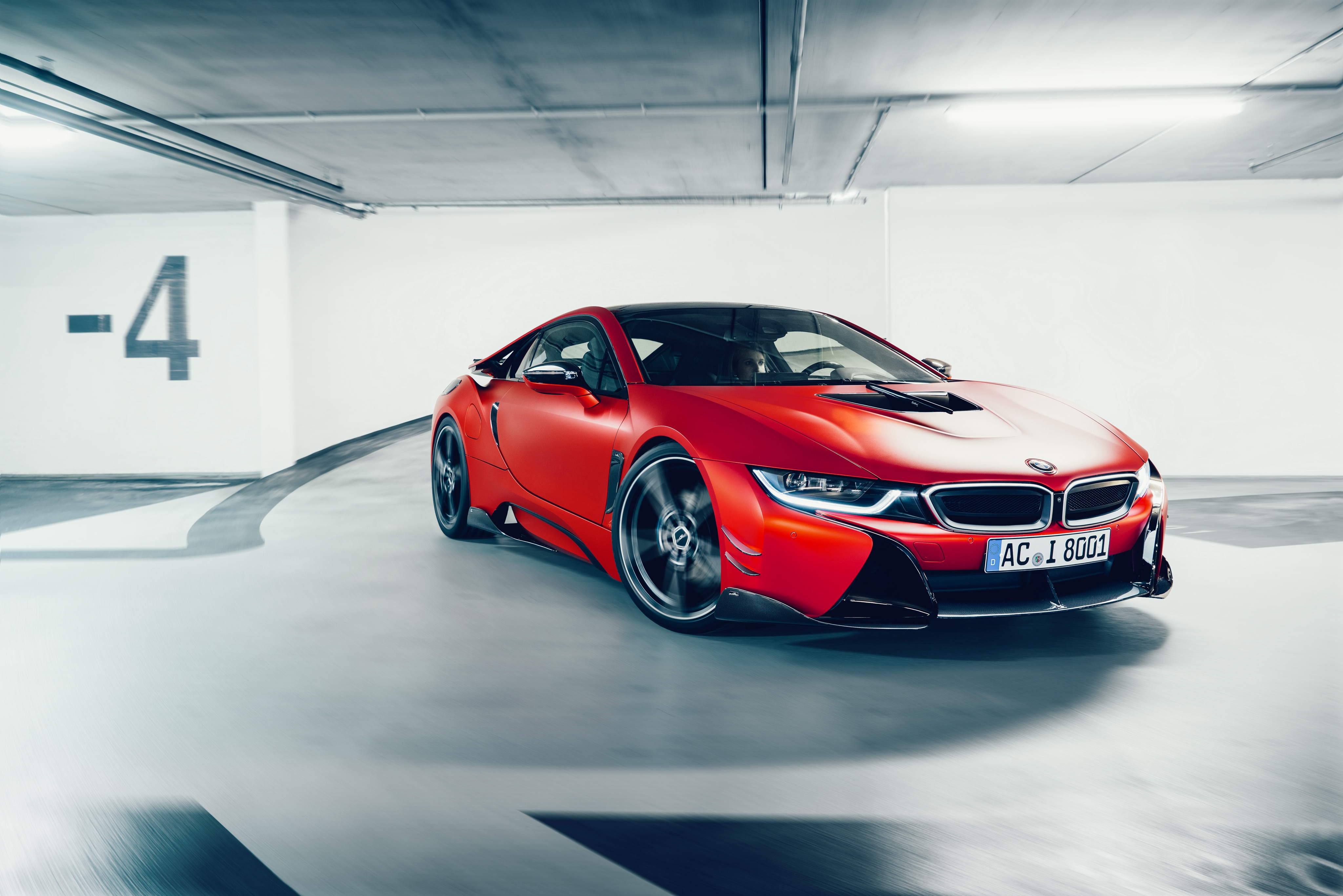 Red BMW AC Schnitzer ACS8 Sport in parking garage HD Wallpaper