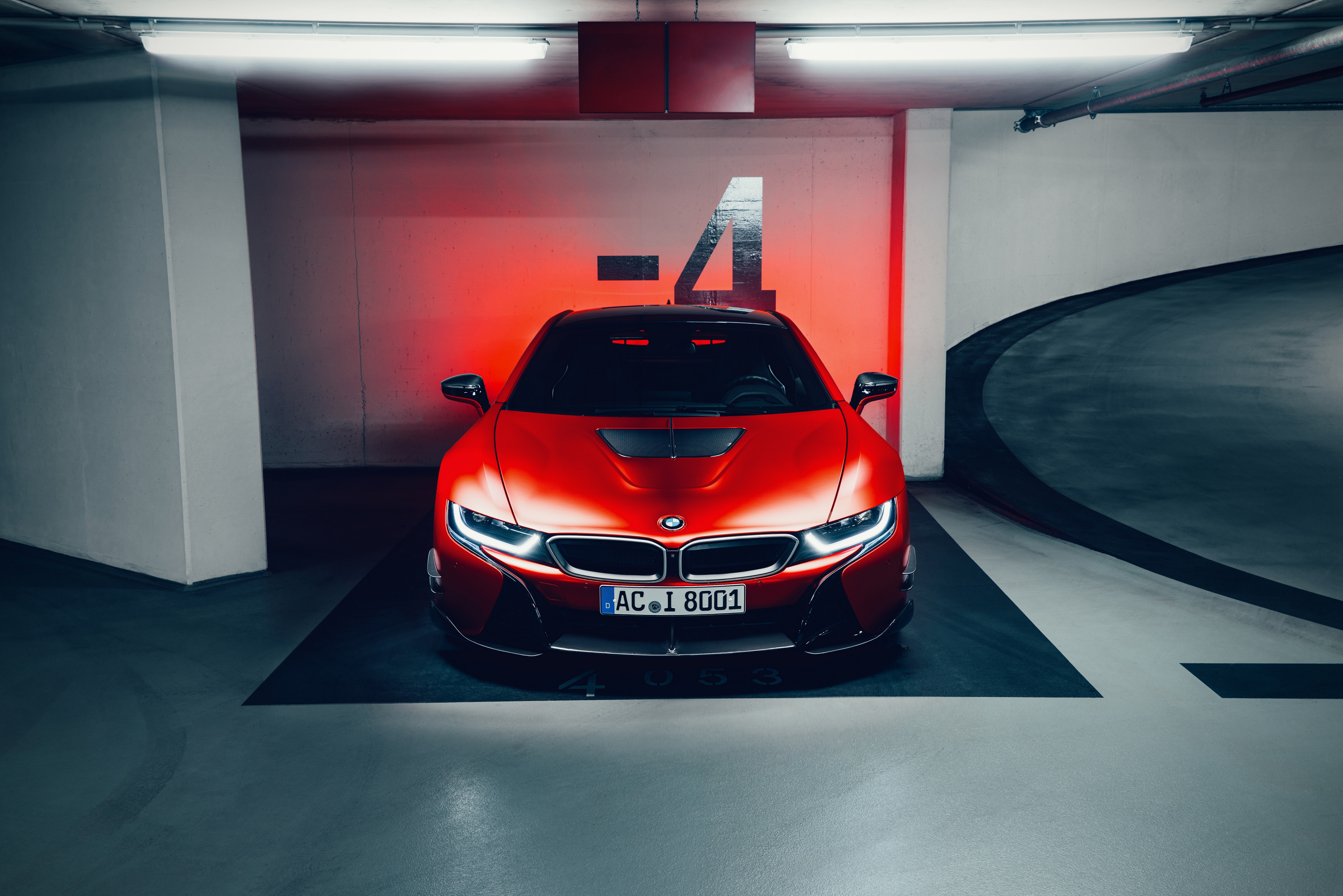 Red BMW AC Schnitzer ACS8 Sport in Parking Garage 4K HD Wallpaper