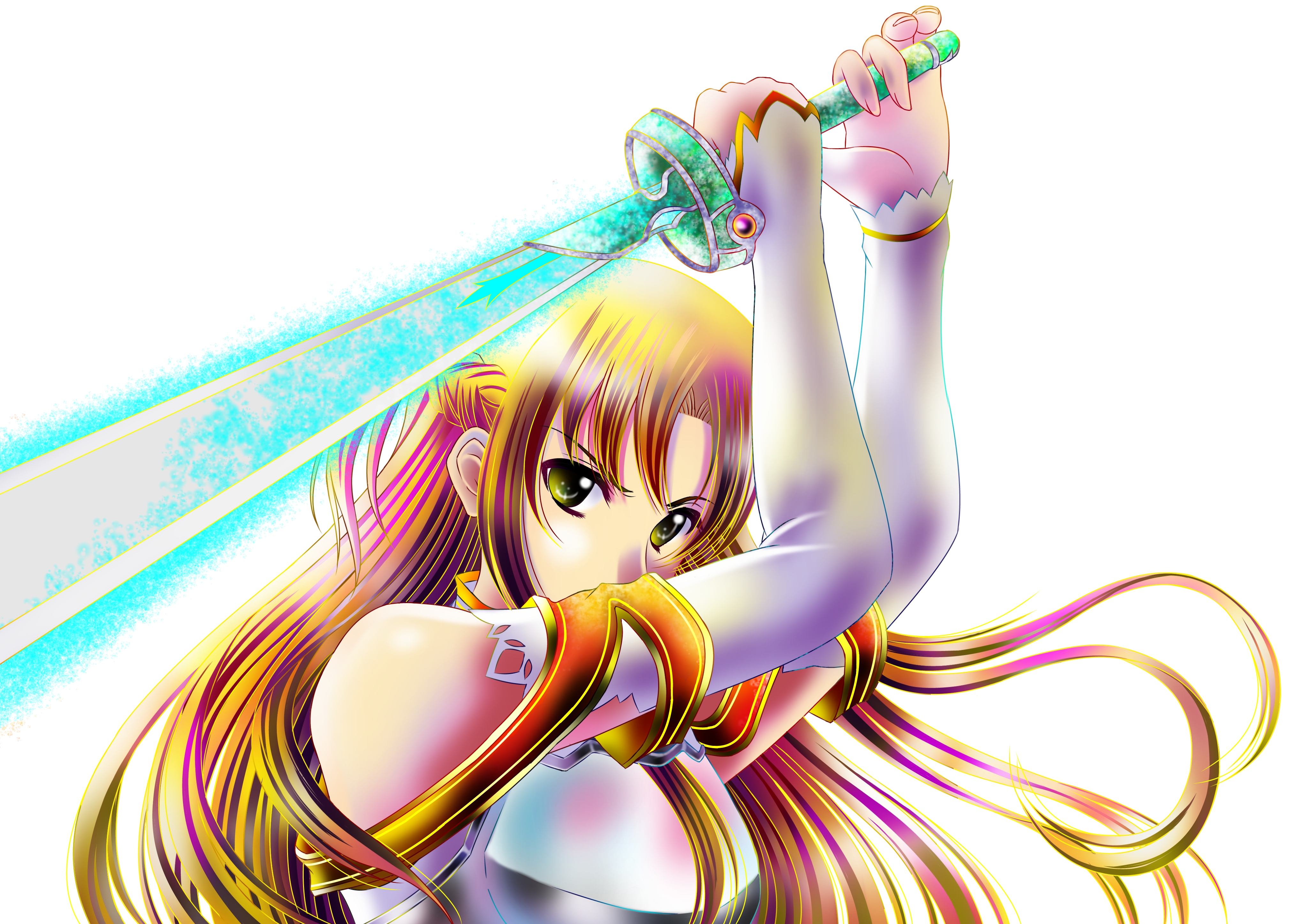 Asuna Yuuki from Sword Art Online with a sword HD Wallpaper