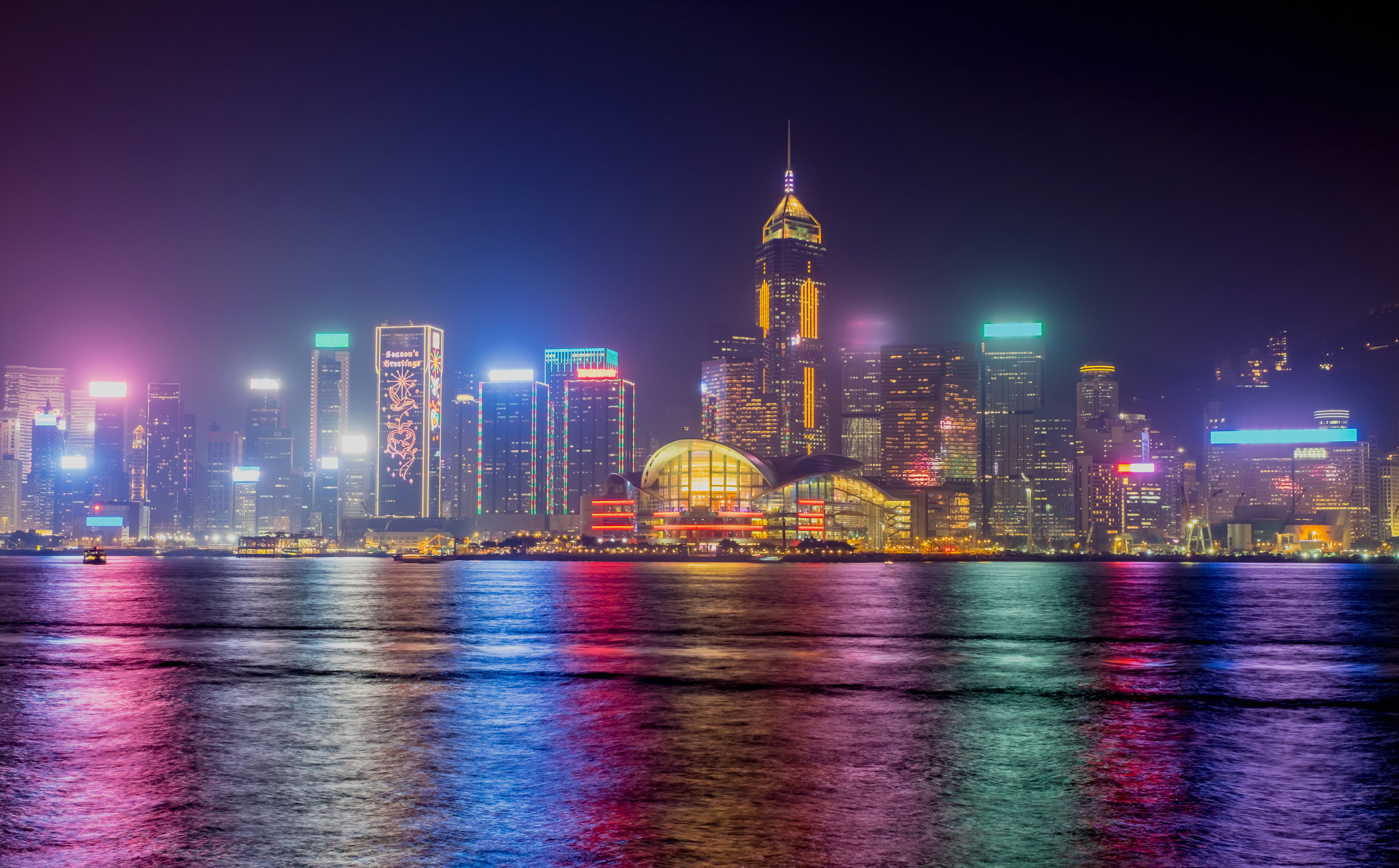 4K Hong Kong Skyline at Night HD Wallpaper