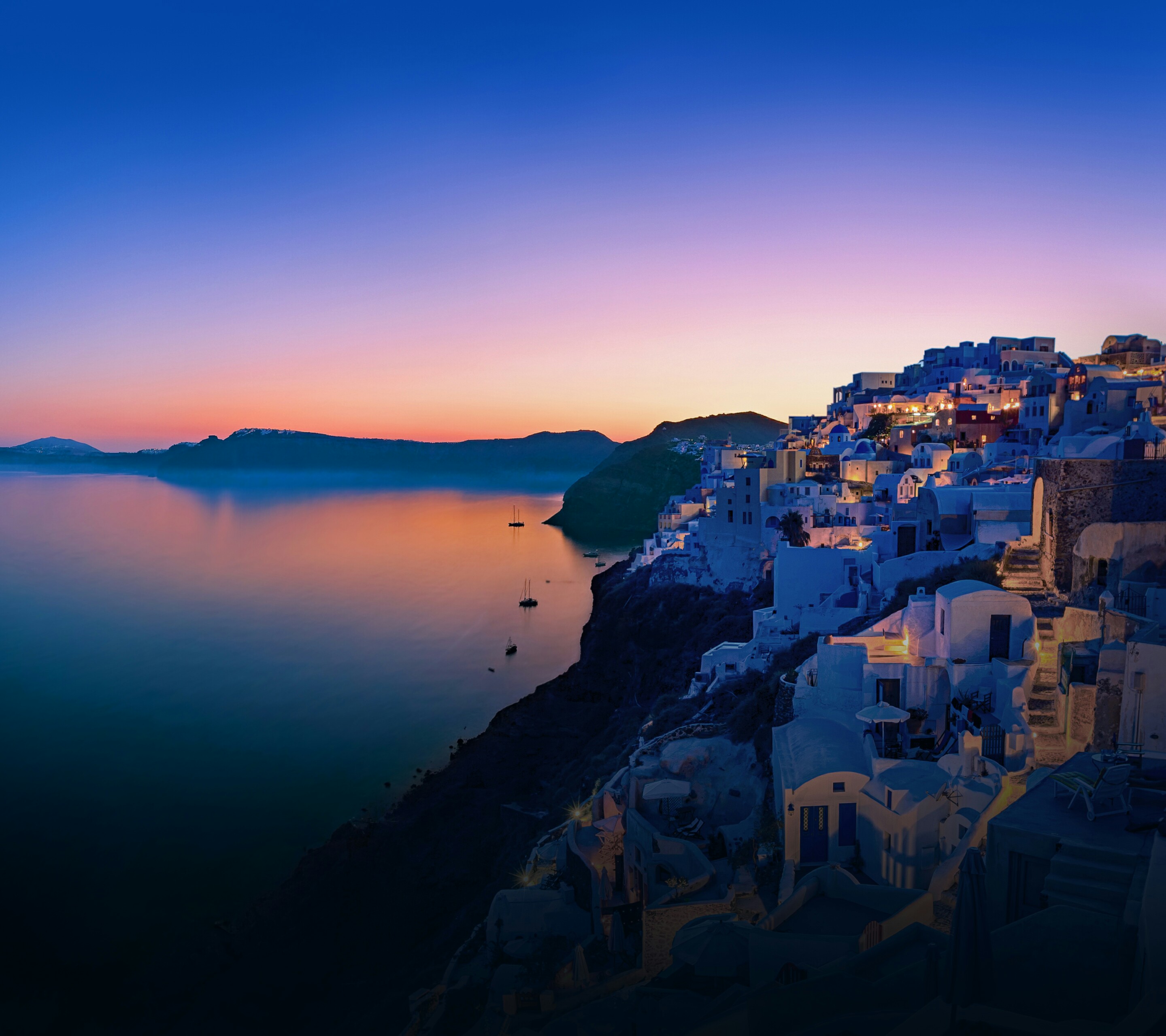 Santorini Greece at Dusk HD Wallpaper