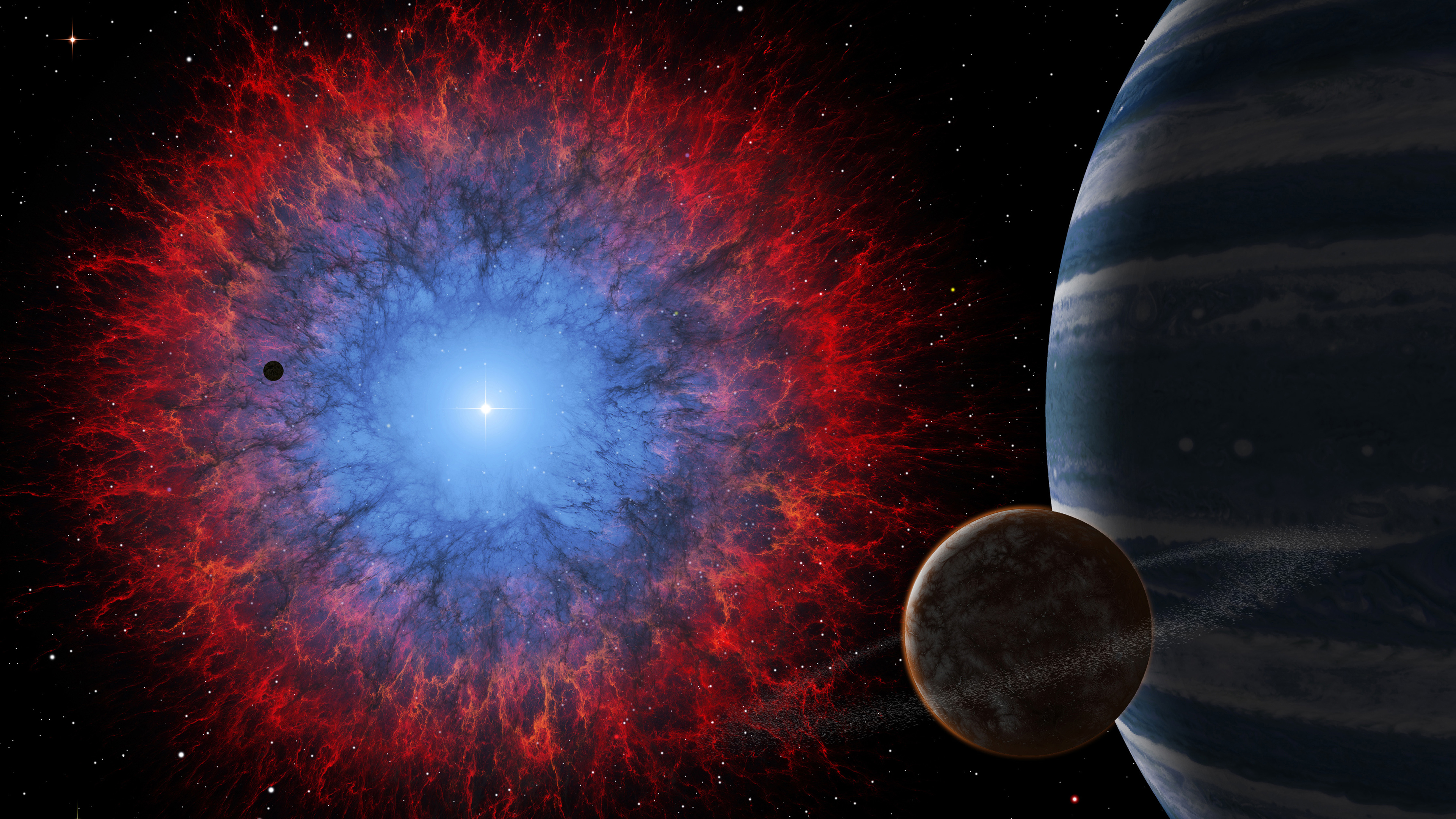 Planets and nebula in deep space HD Wallpaper