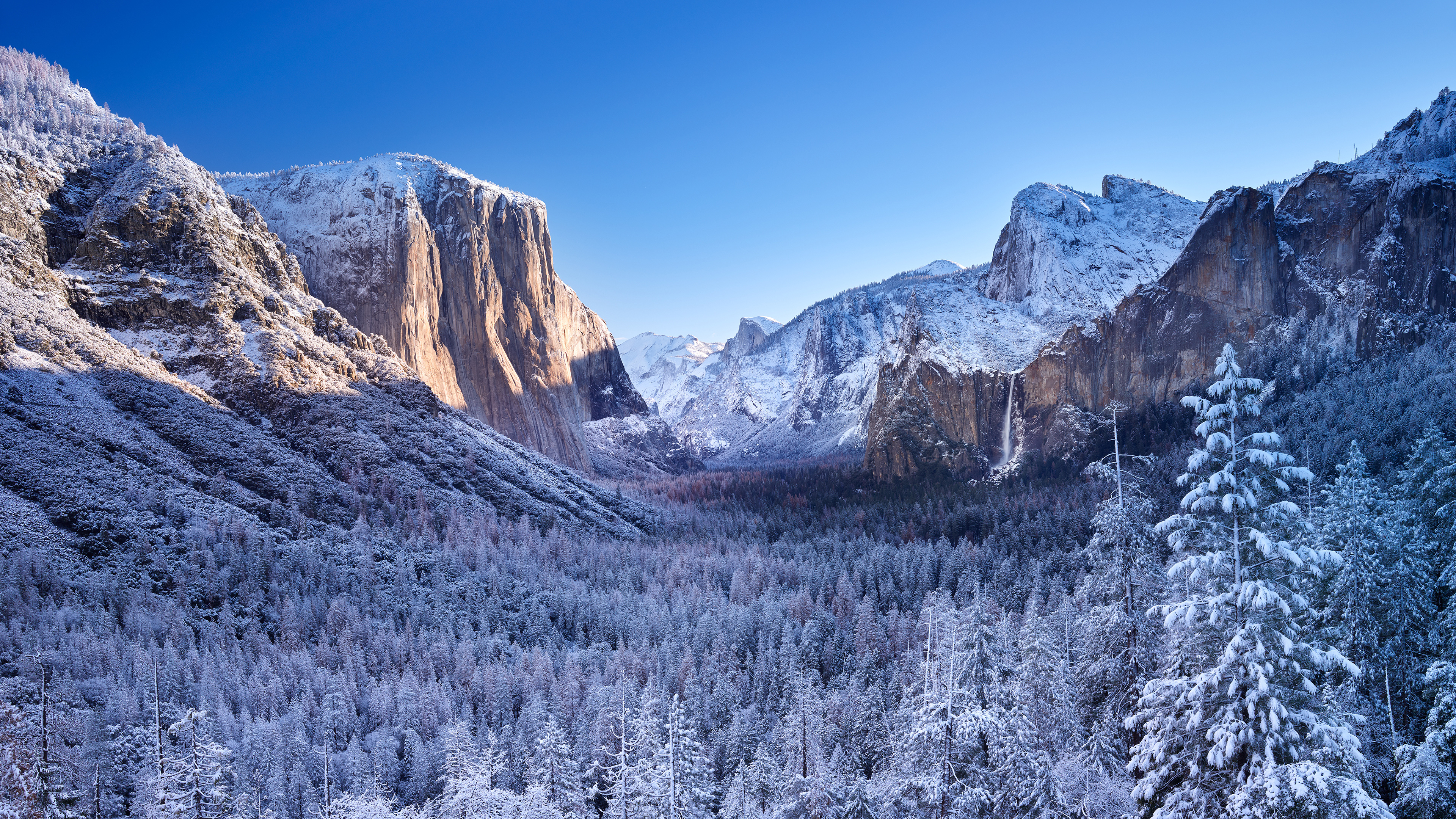 4K Winter Mountains Yosemite National Park HD Wallpaper