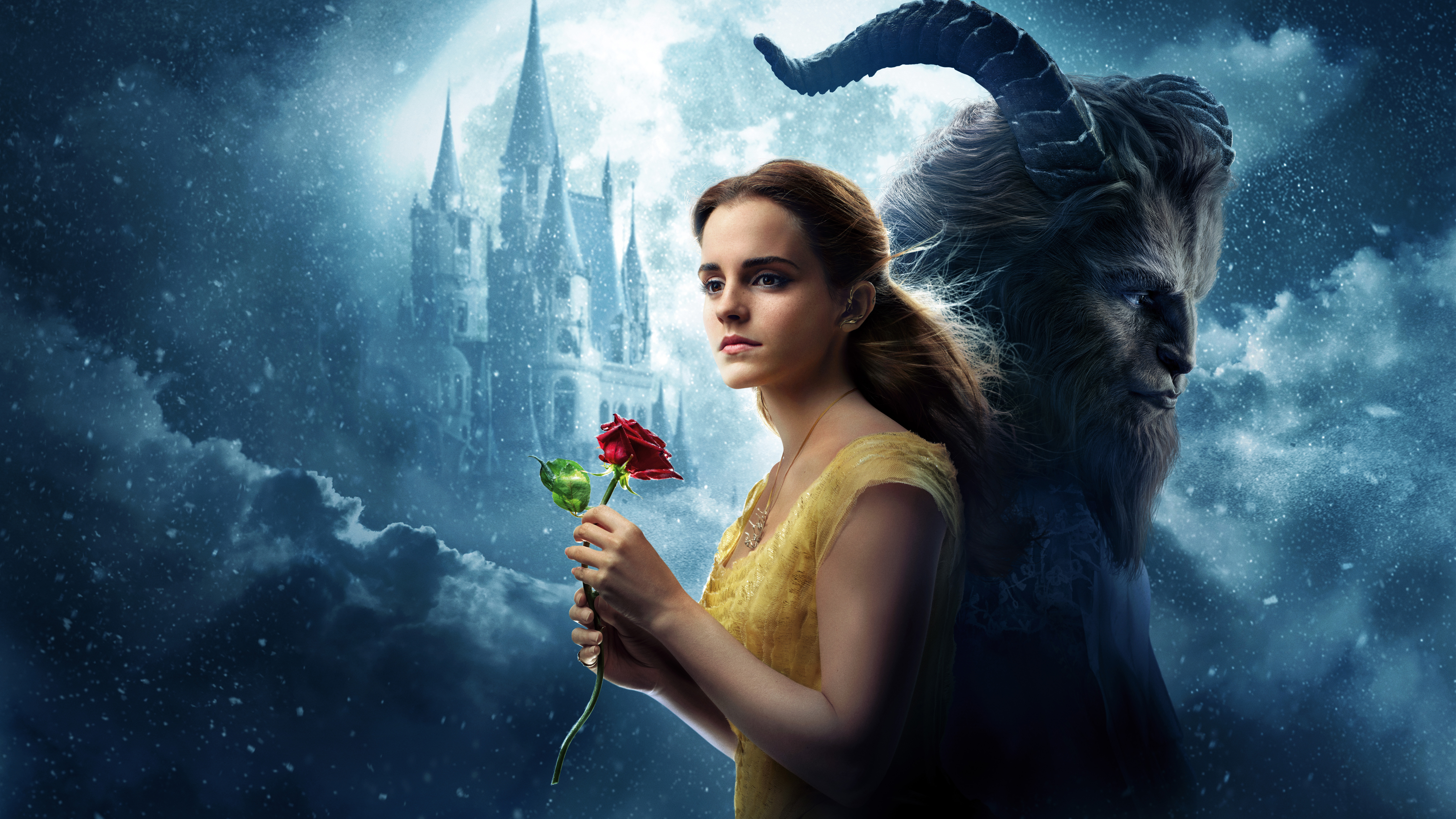 Belle and Beast from Beauty and the Beast 4K HD Wallpaper