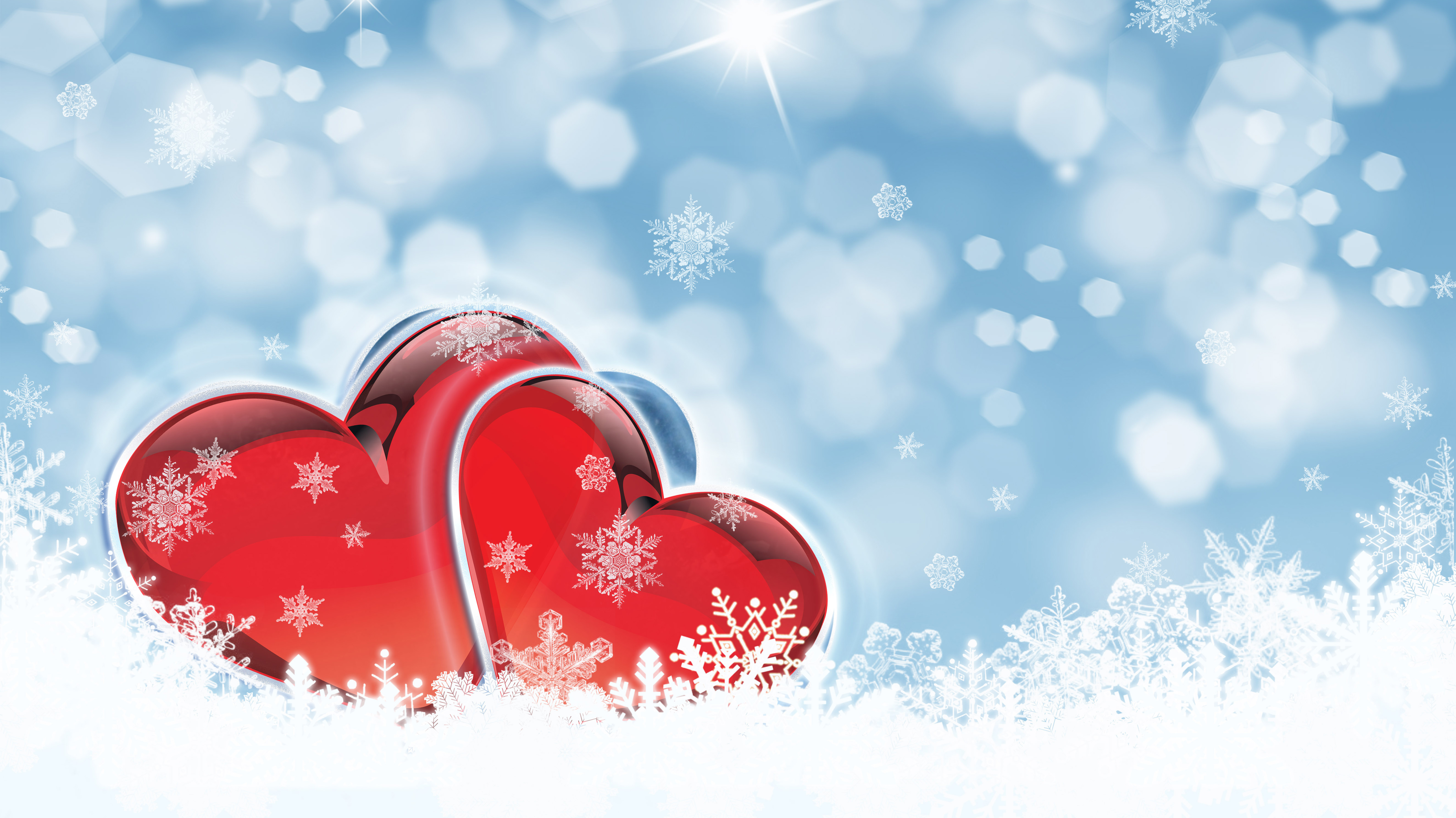 5K, Pair, Love hearts HD Wallpaper