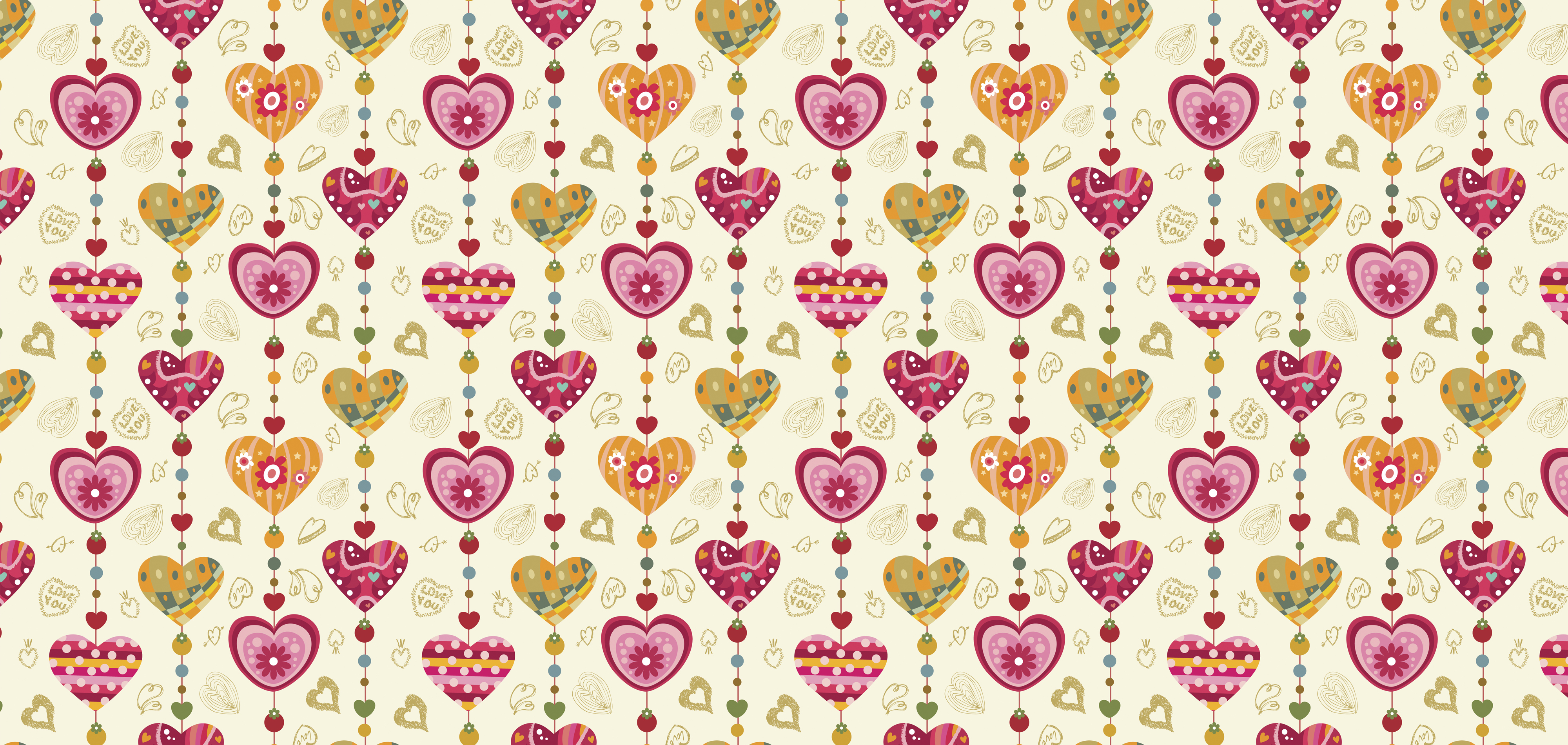 Colorful Love Hearts Pattern 4K HD Wallpaper