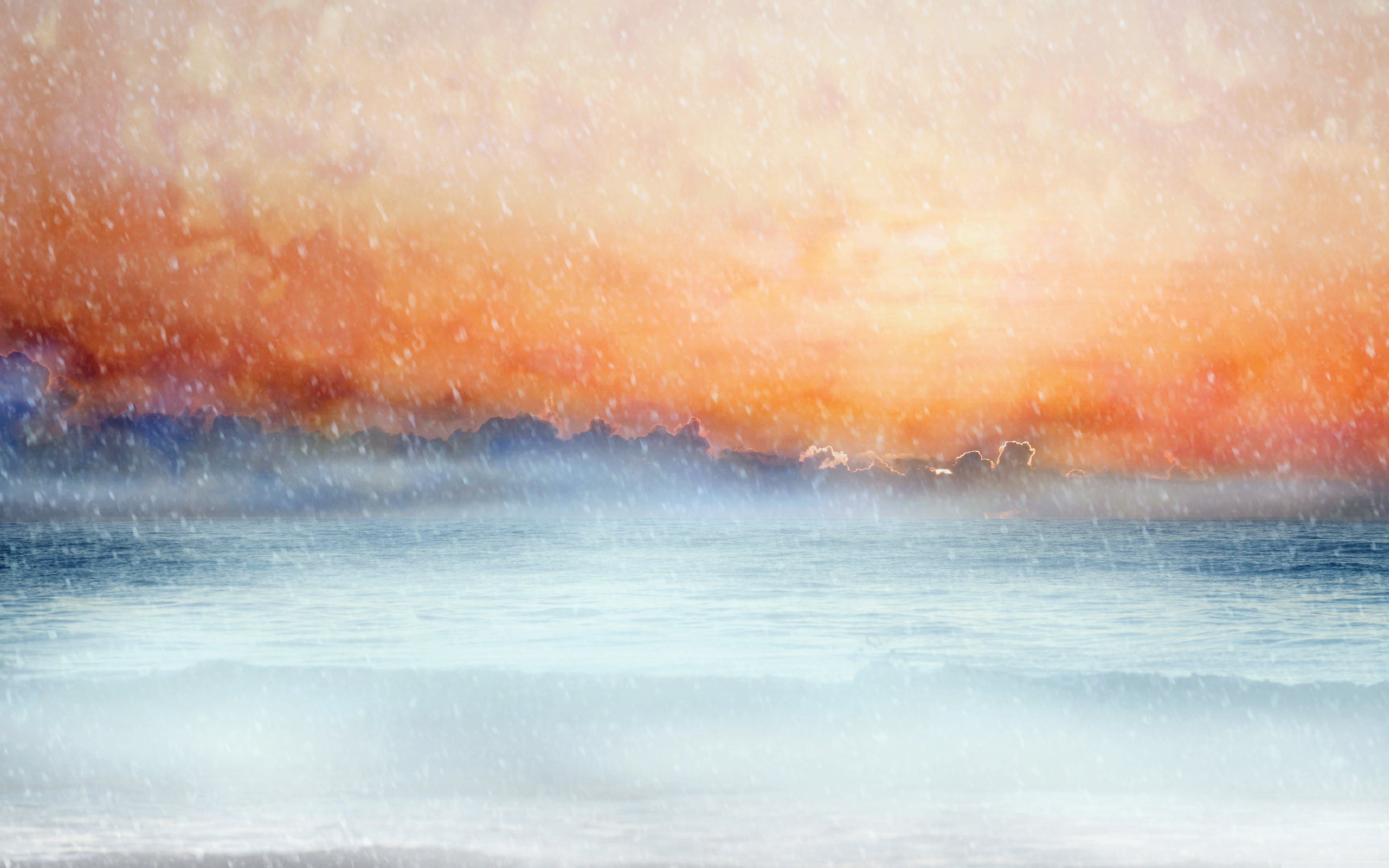 4K Snowfall Sunrise Over Ocean HD Wallpaper