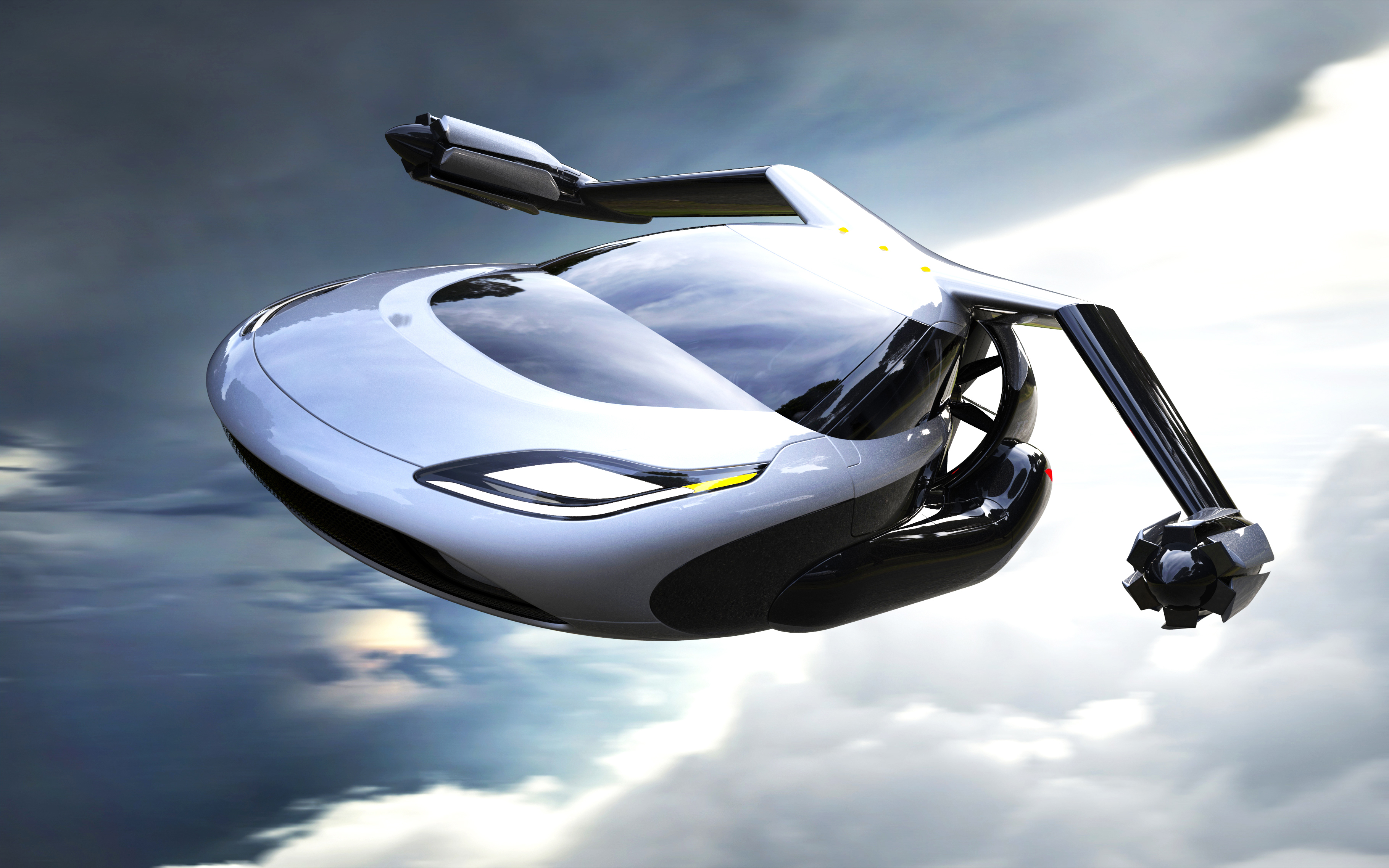 Terrafugia TF-X flying car in clouds HD Wallpaper
