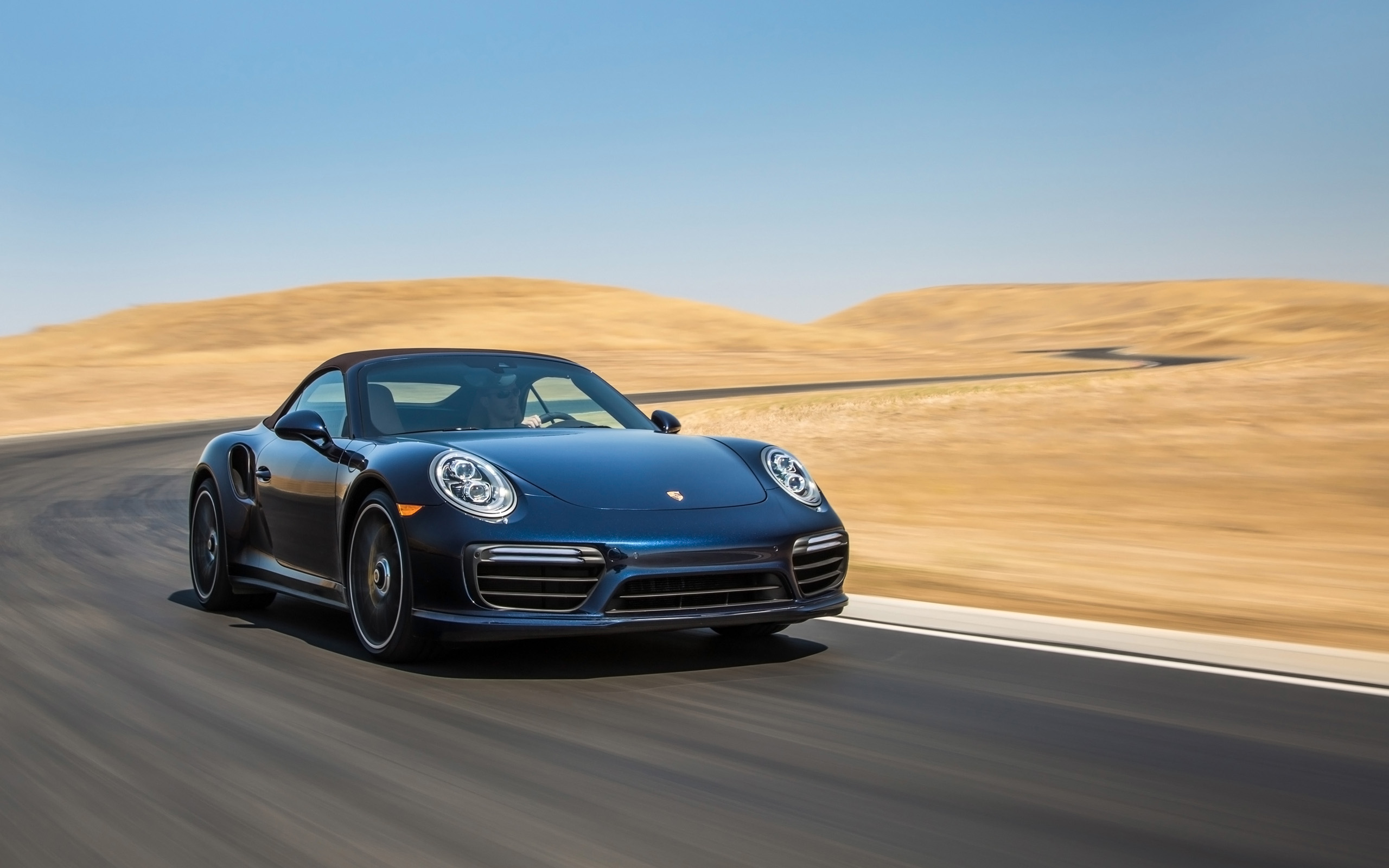 2017 Porsche 911 Turbo Convertible on a Desert Road HD Wallpaper