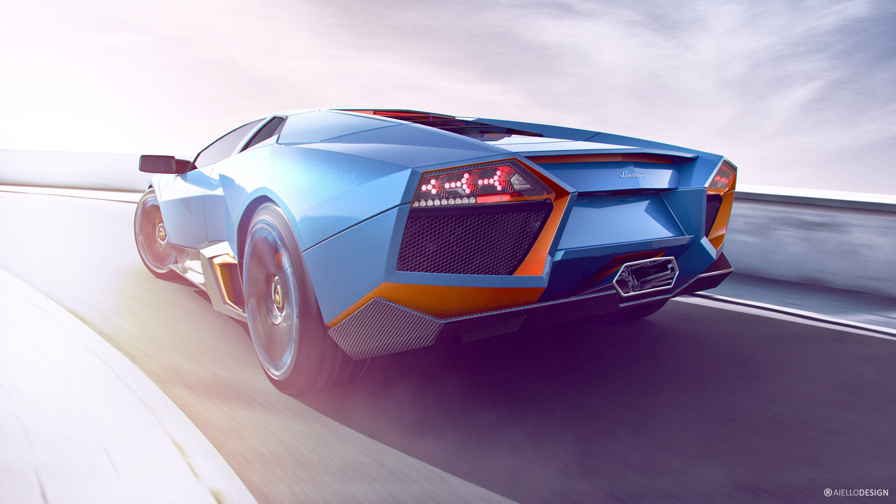 Blue Lamborghini Reventon driving on a road HD Wallpaper